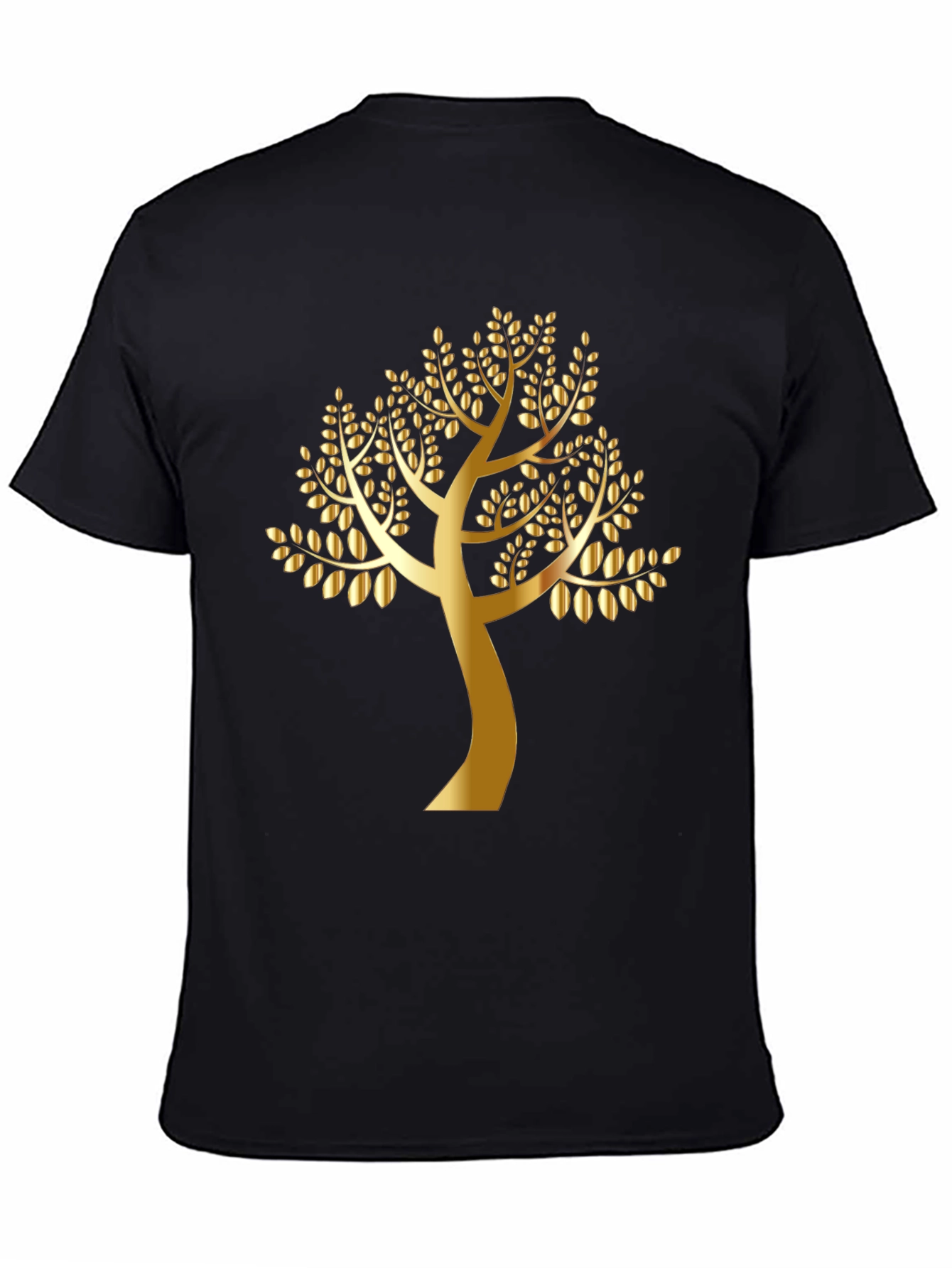 Black Golden Tree Graphic Black T-Shirt view 4