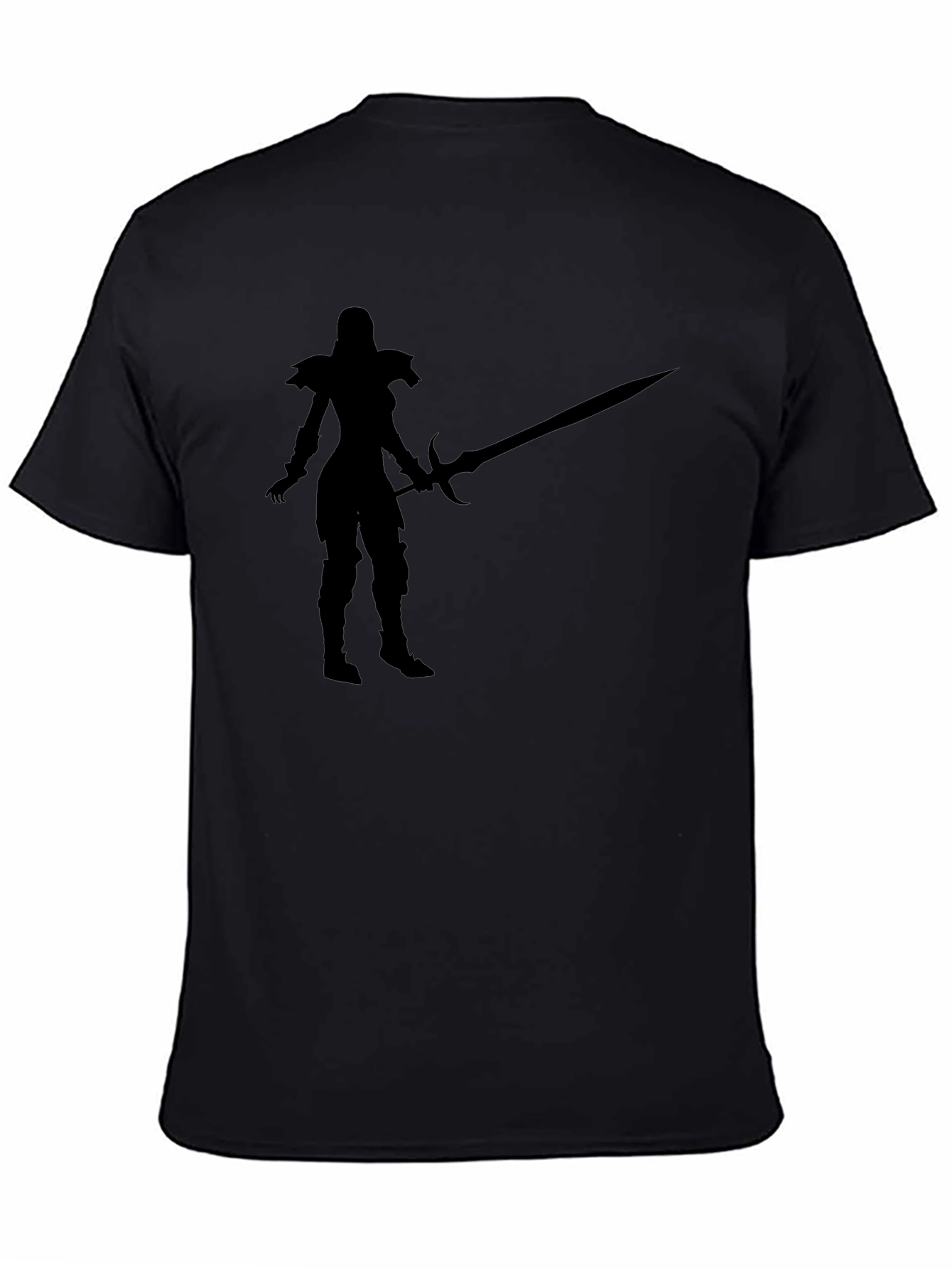 Black Warrior Silhouette Graphic Black T-Shirt view 4