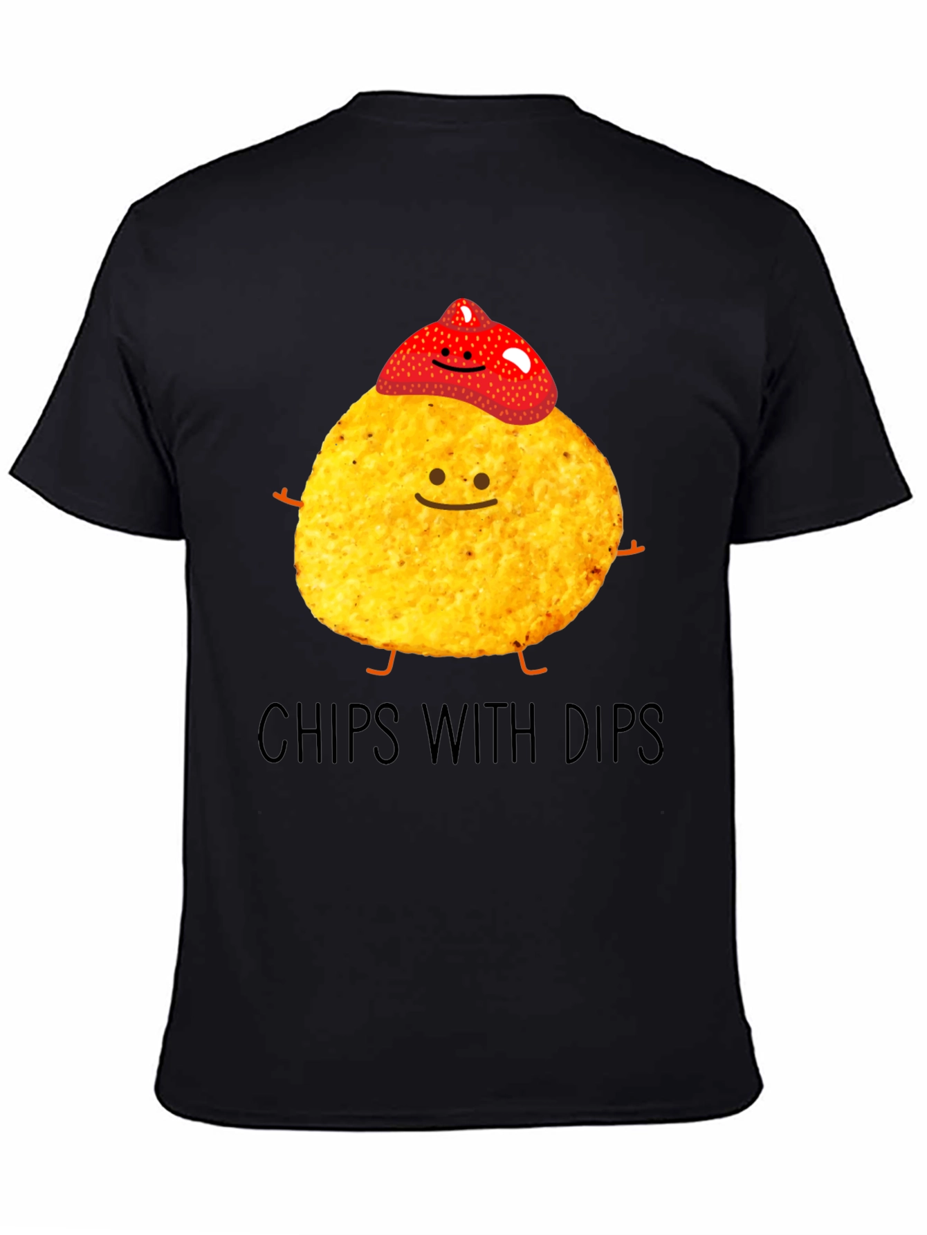 Black Chips With Dips Graphic T-Shirt - Snack Lover Tee view 4