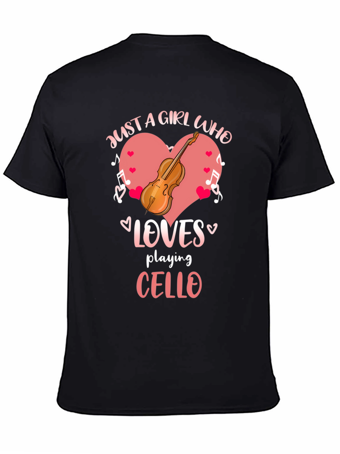 Black Just a Girl Who Loves Playing Cello Black T-Shirt view 4