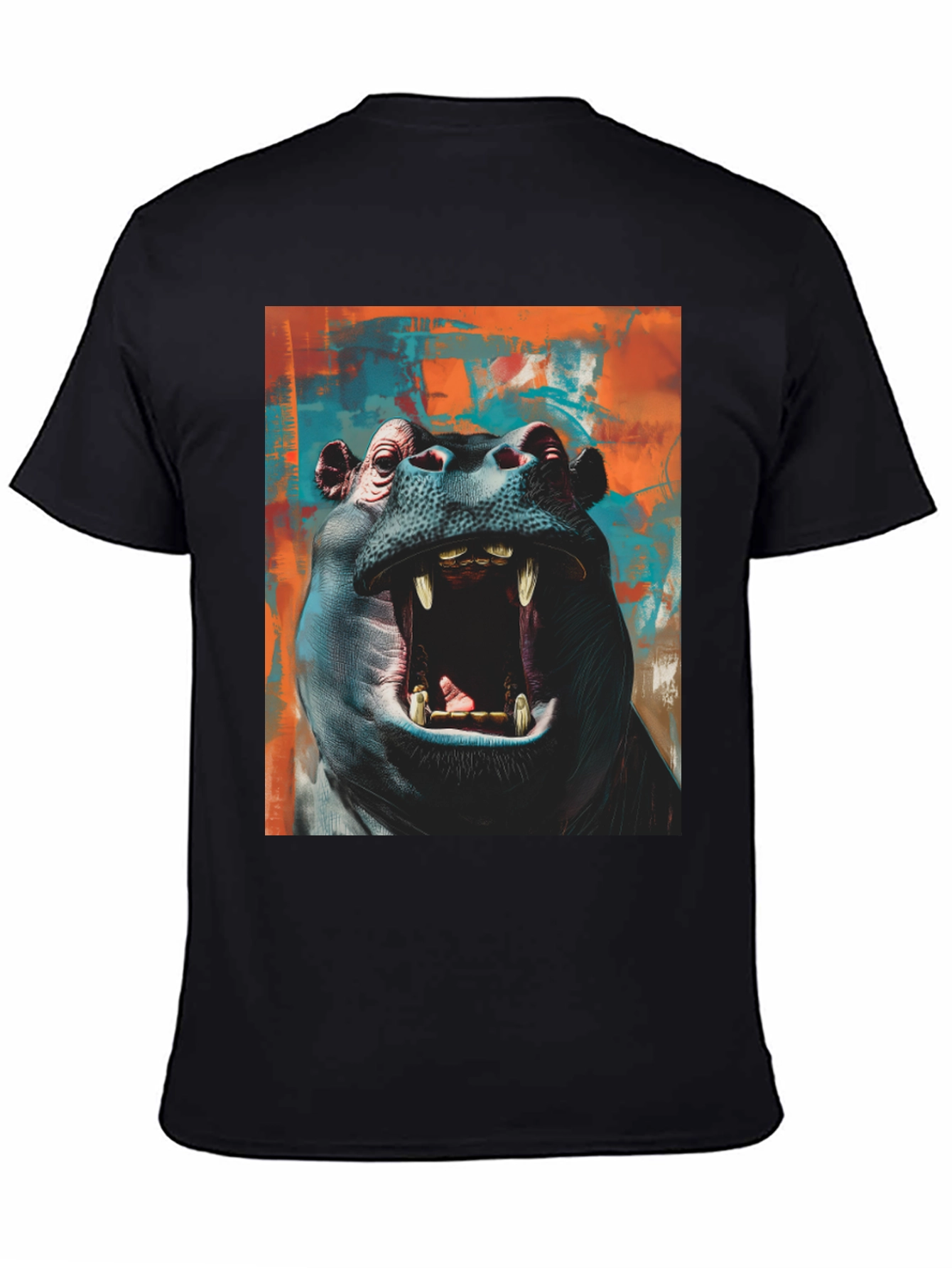 Black Hippo Graphic Tee - Bold Animal Print view 4
