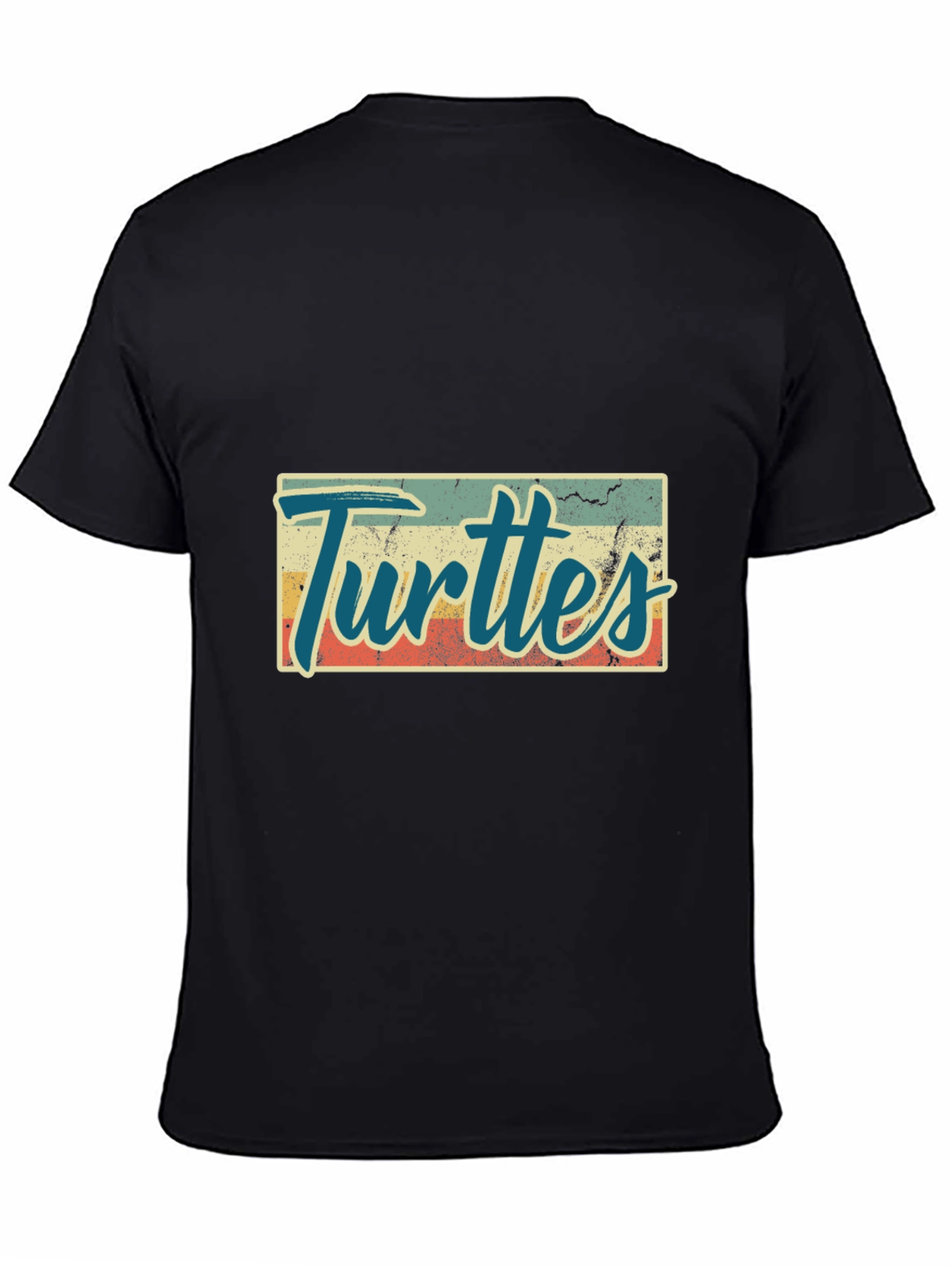 Black Retro Turtles Graphic Tee - Black Crew Neck view 4