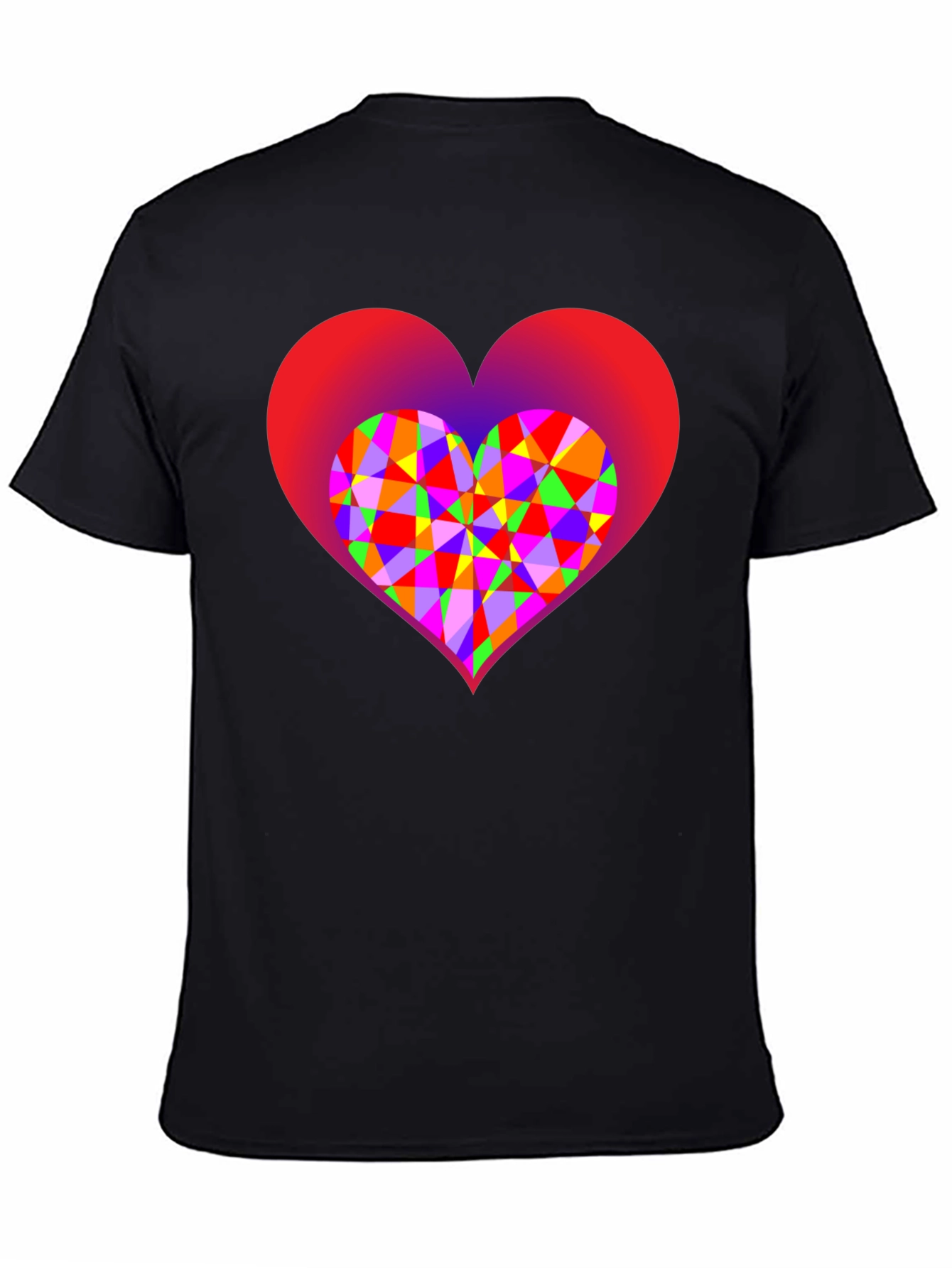 Black Geometric Heart Graphic Black T-Shirt view 4