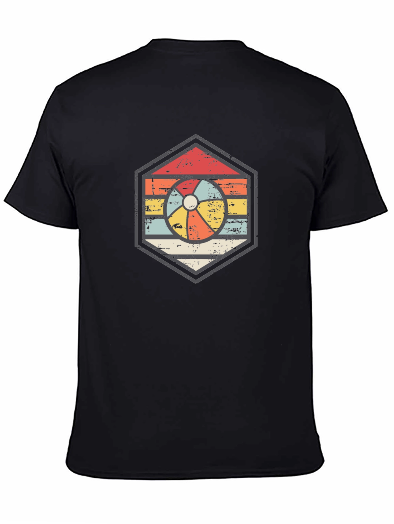 Black Retro Beach Ball Graphic Tee - Unisex Black T-Shirt view 4