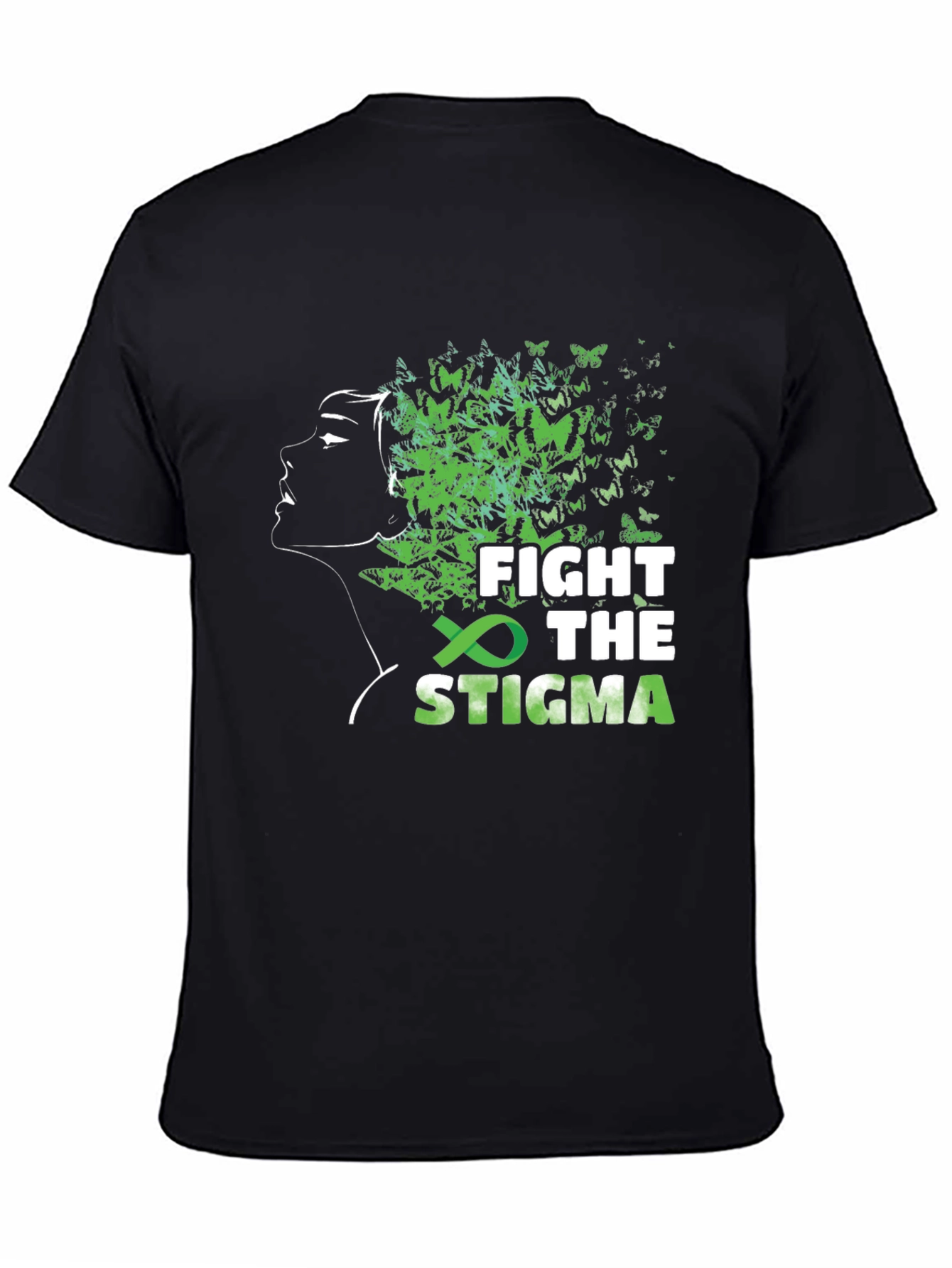 Black Fight The Stigma Mental Health Awareness T-Shirt view 4
