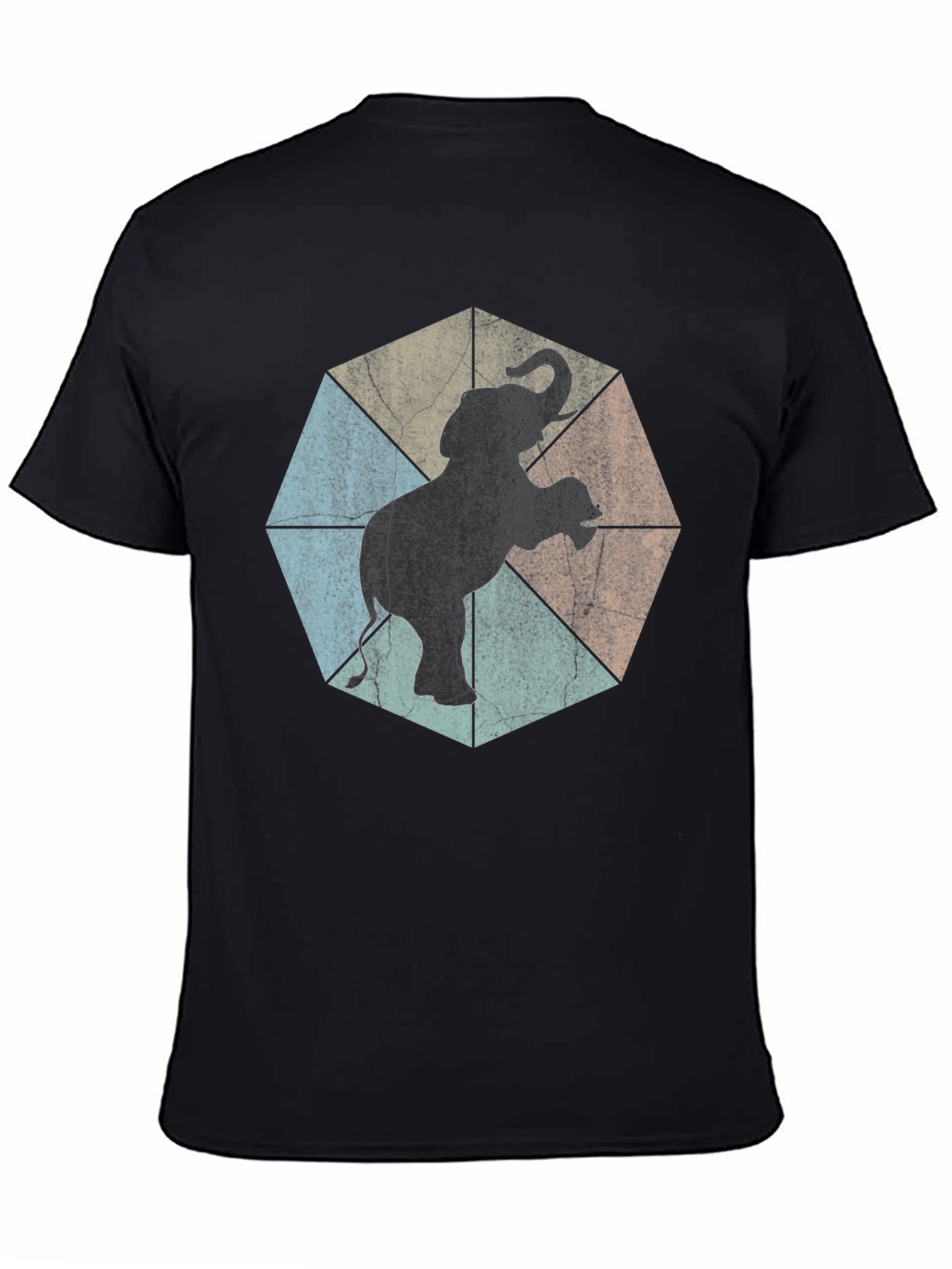 Black Retro Elephant Graphic Tee - Cool Animal Print Shirt view 4