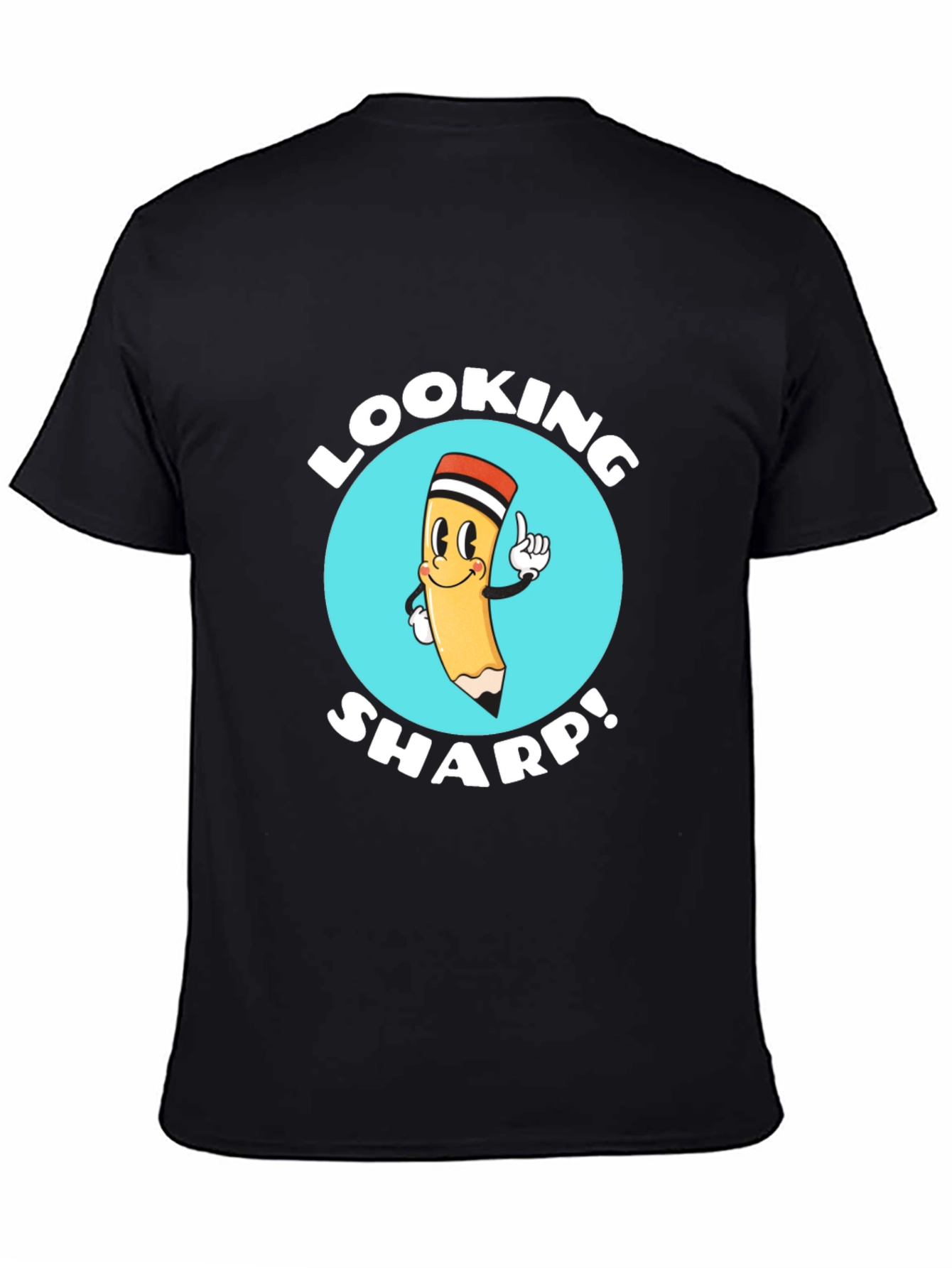 Black Looking Sharp T-Shirt - Funny Cartoon Pencil view 4