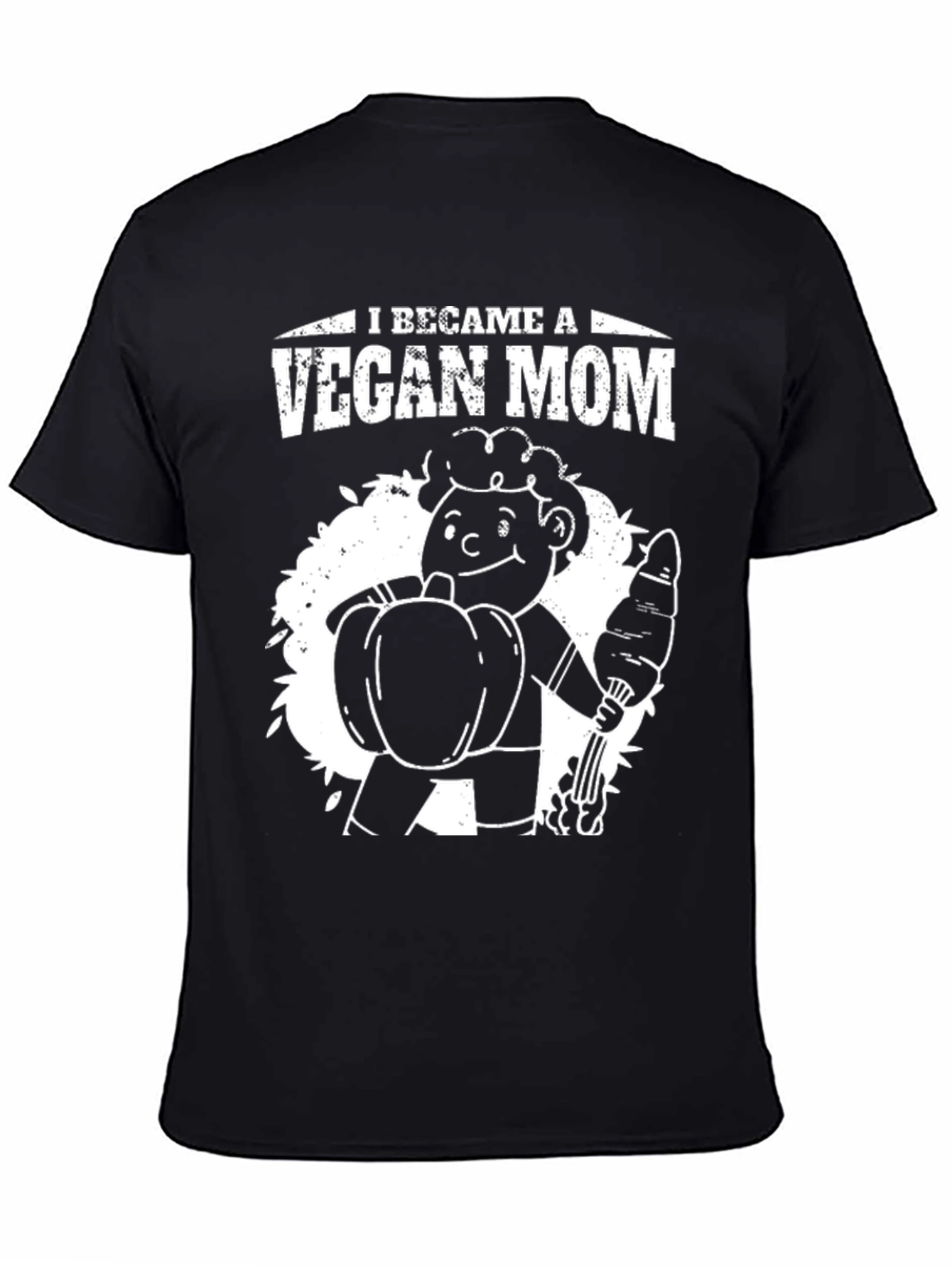 Black Vegan Mom T-Shirt - Unisex Black Graphic Tee view 4