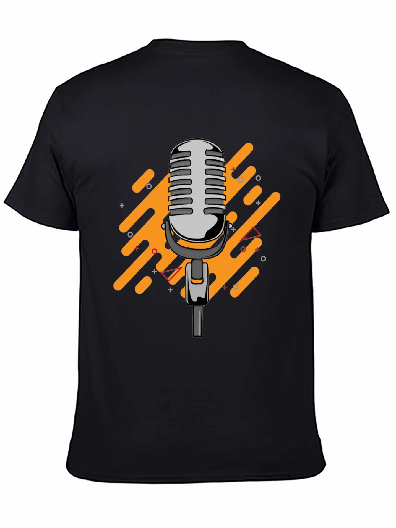 Black Retro Microphone Graphic Black T-Shirt view 4