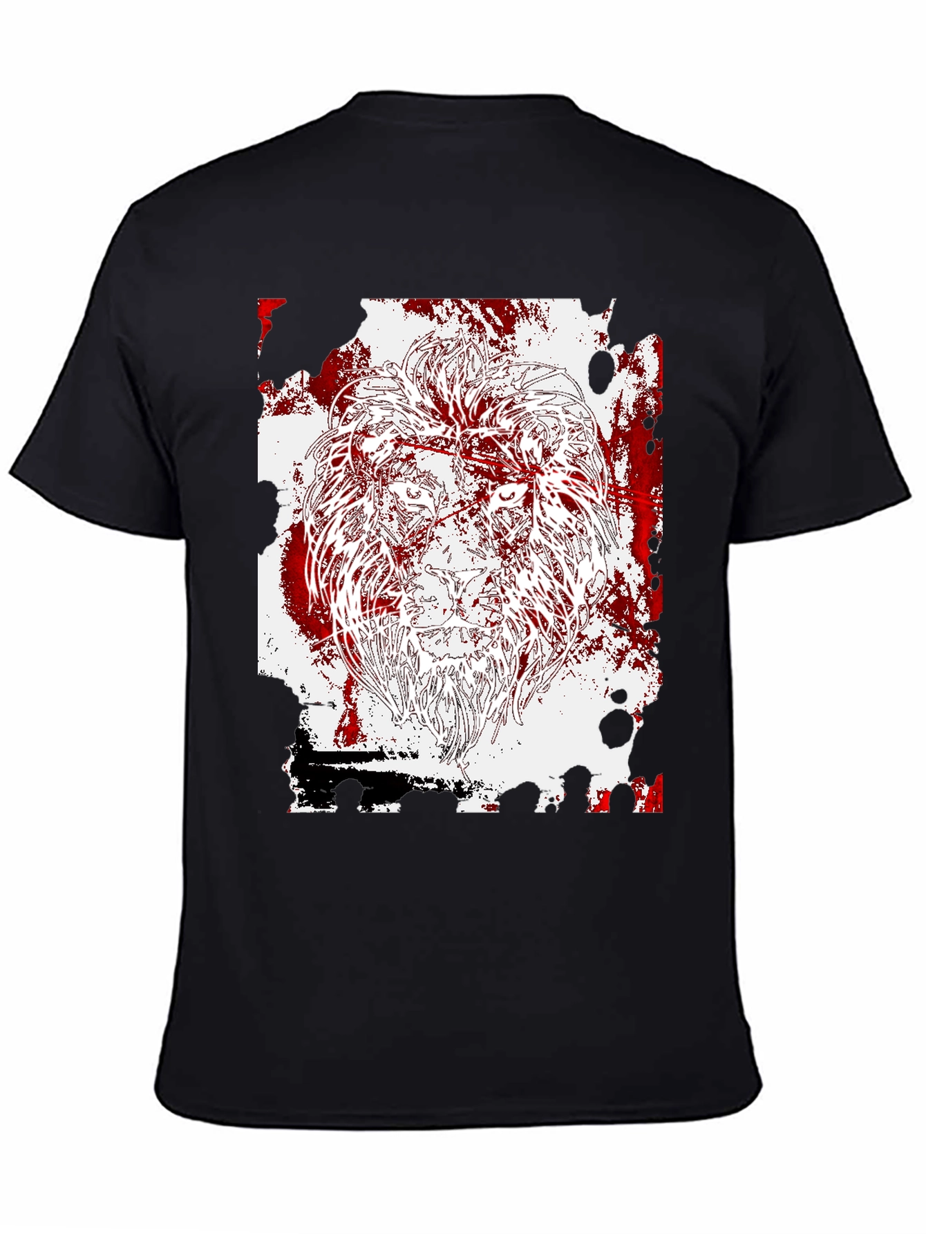 Black Lion Graphic Print Black T-Shirt view 4
