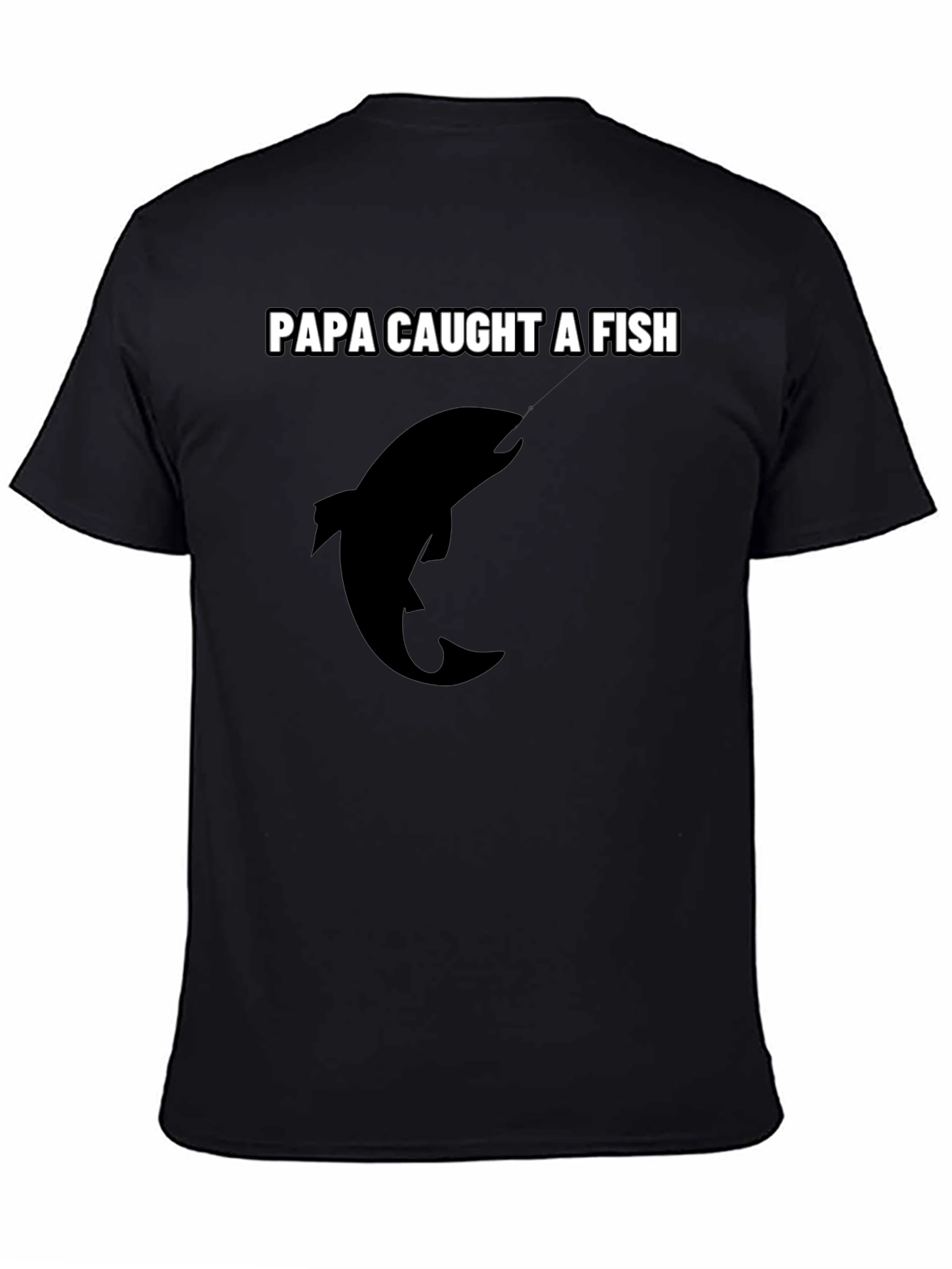 Black Papa Caught a Fish Graphic Tee - Black Cotton view 4