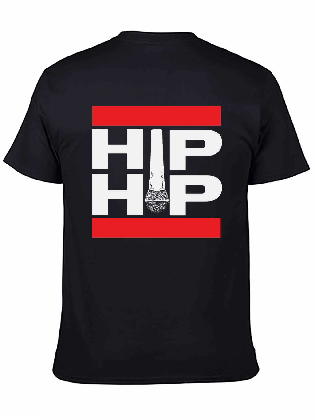 Black Hip Hop Microphone Graphic Print Tee view 4