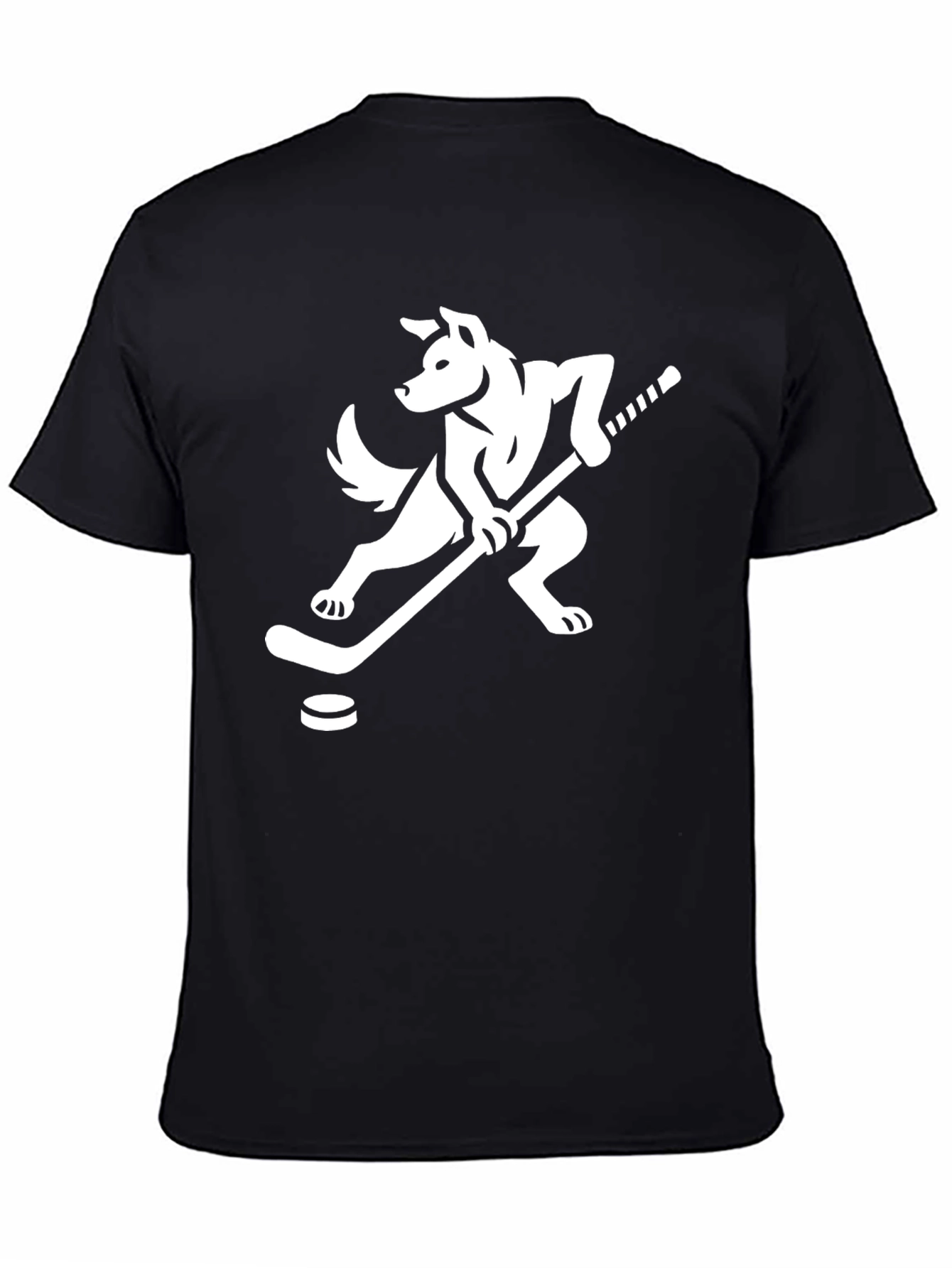 Black Hockey Dog Graphic Tee - Sporty Men's T-Shirt view 4
