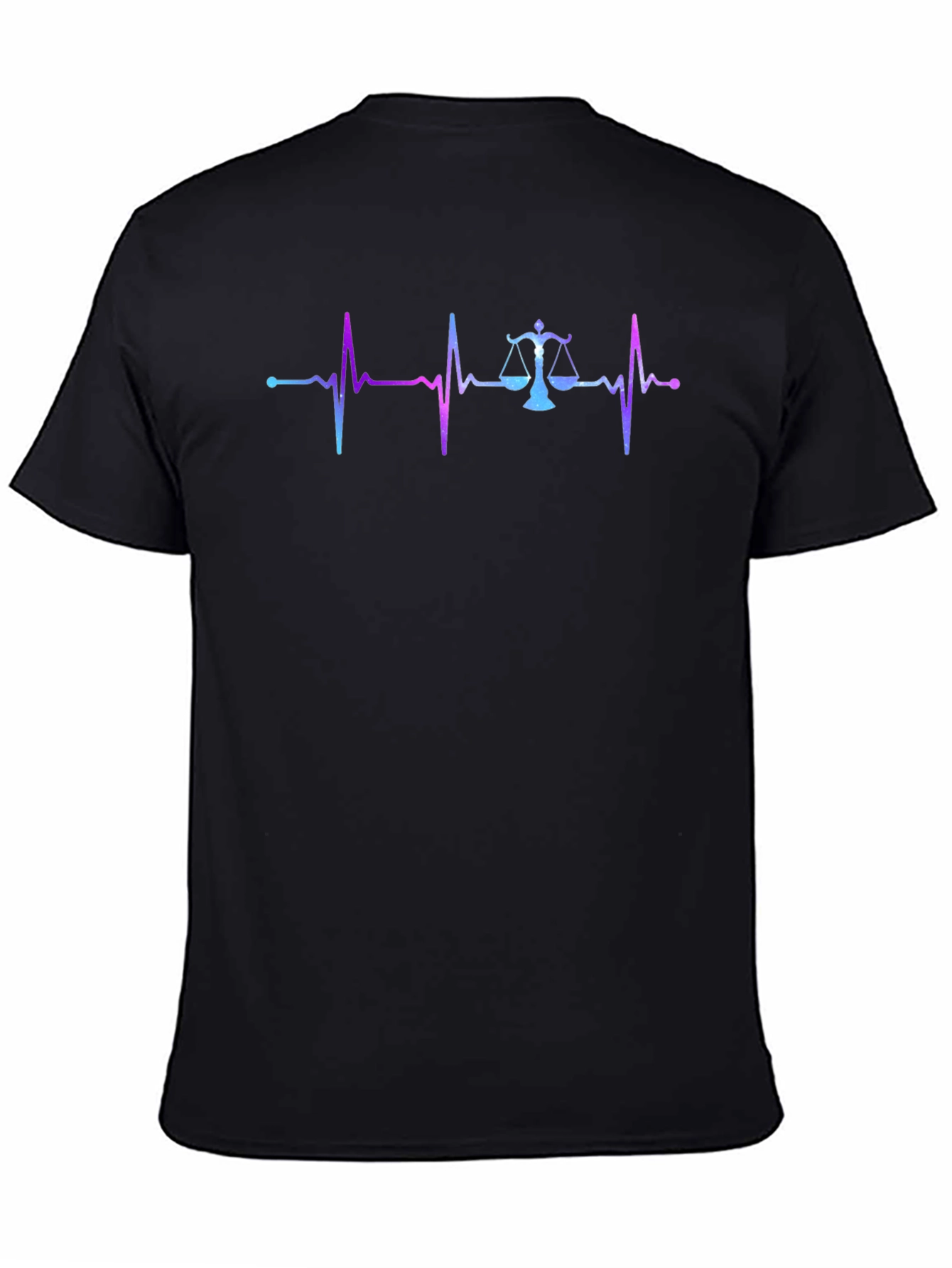 Black Lawyer Heartbeat T-Shirt - Scales of Justice Design view 4