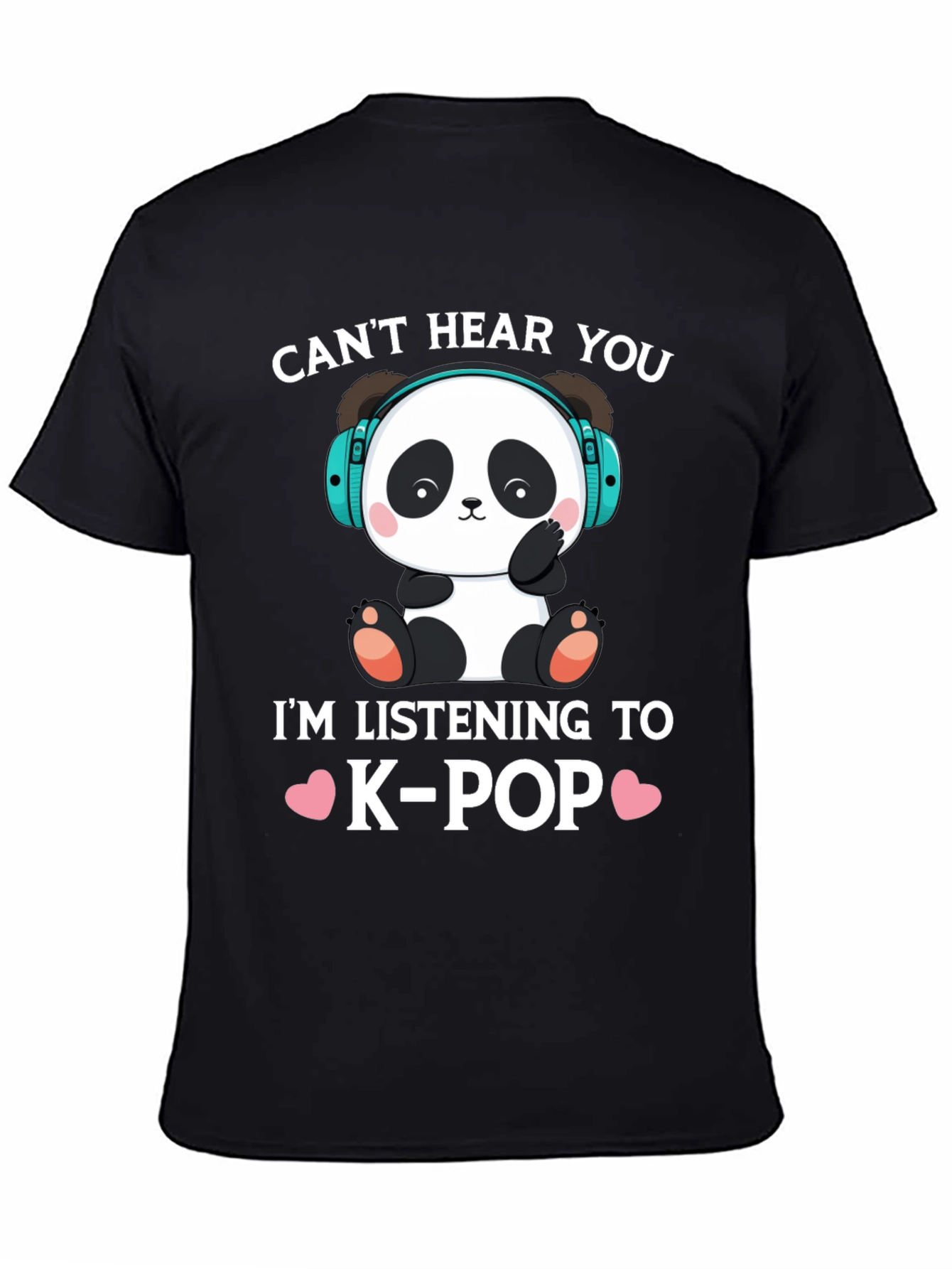 Black Cute K-Pop Panda Graphic Tee view 4