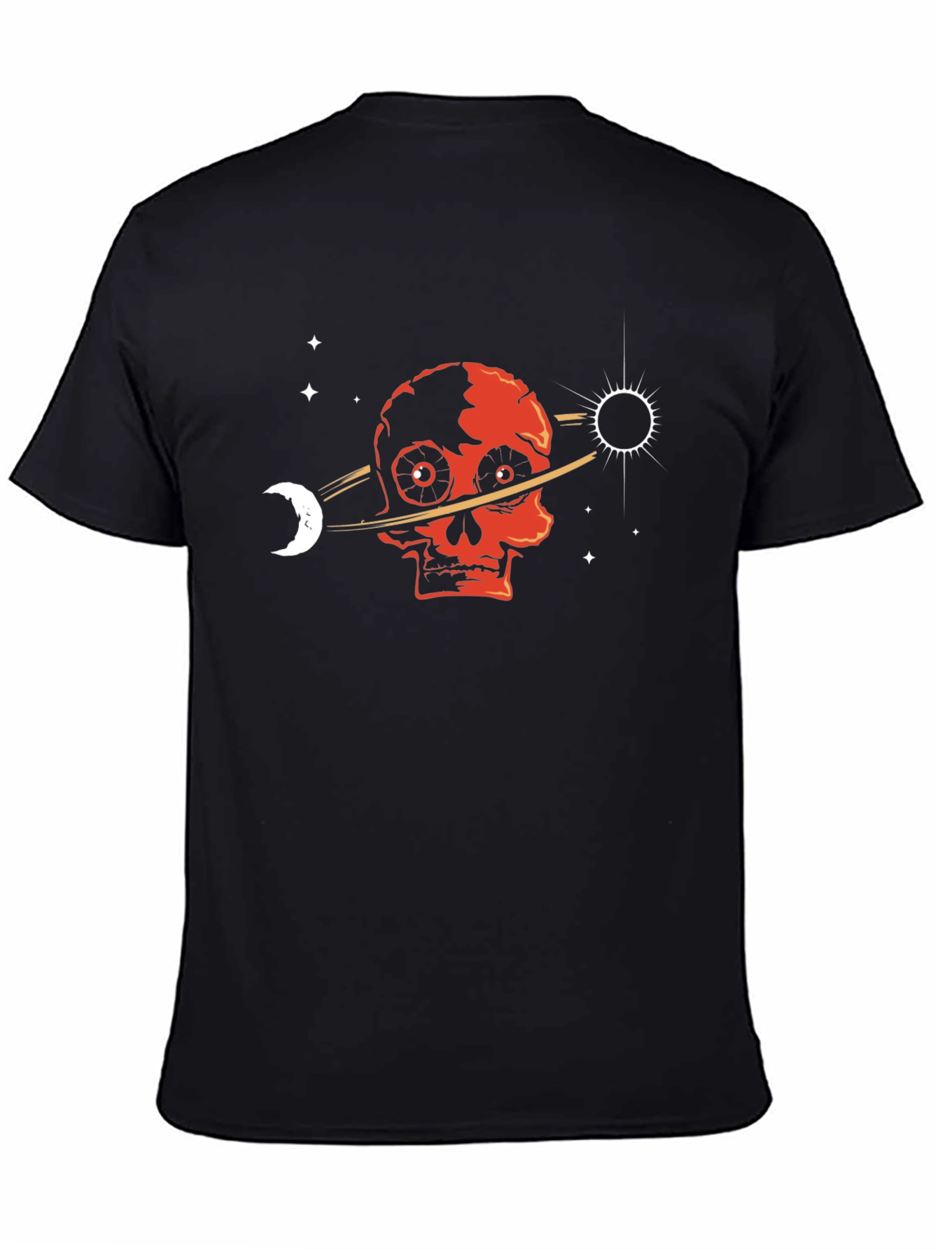 Black Skull Planet T-Shirt - Gothic Space Design view 4