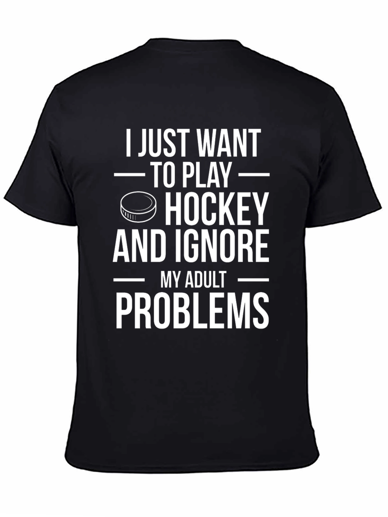 Black Hockey Lover T-Shirt - Ignore Adult Problems! view 4