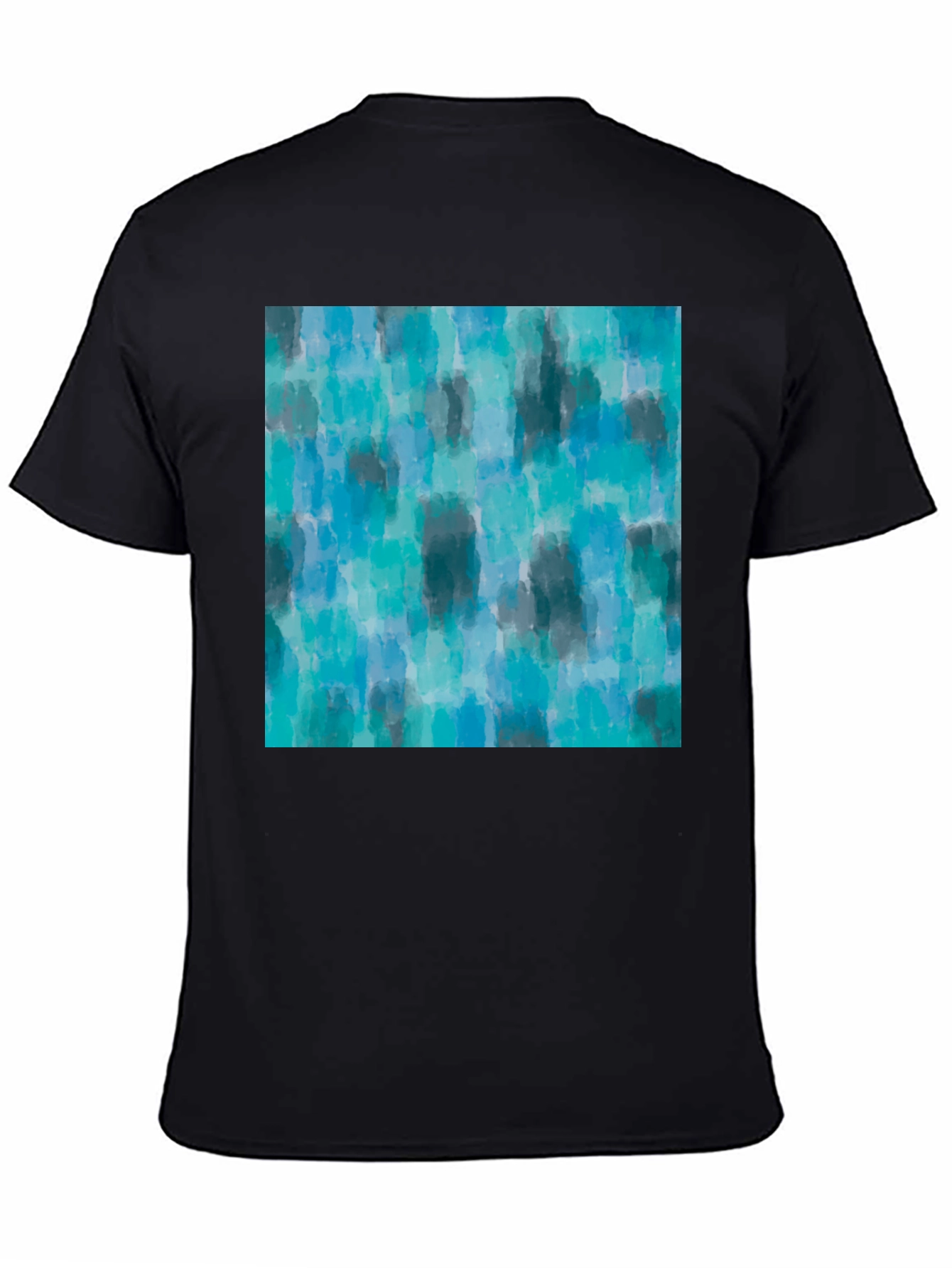 Black Abstract Blue Pattern Tee - Casual Style view 4