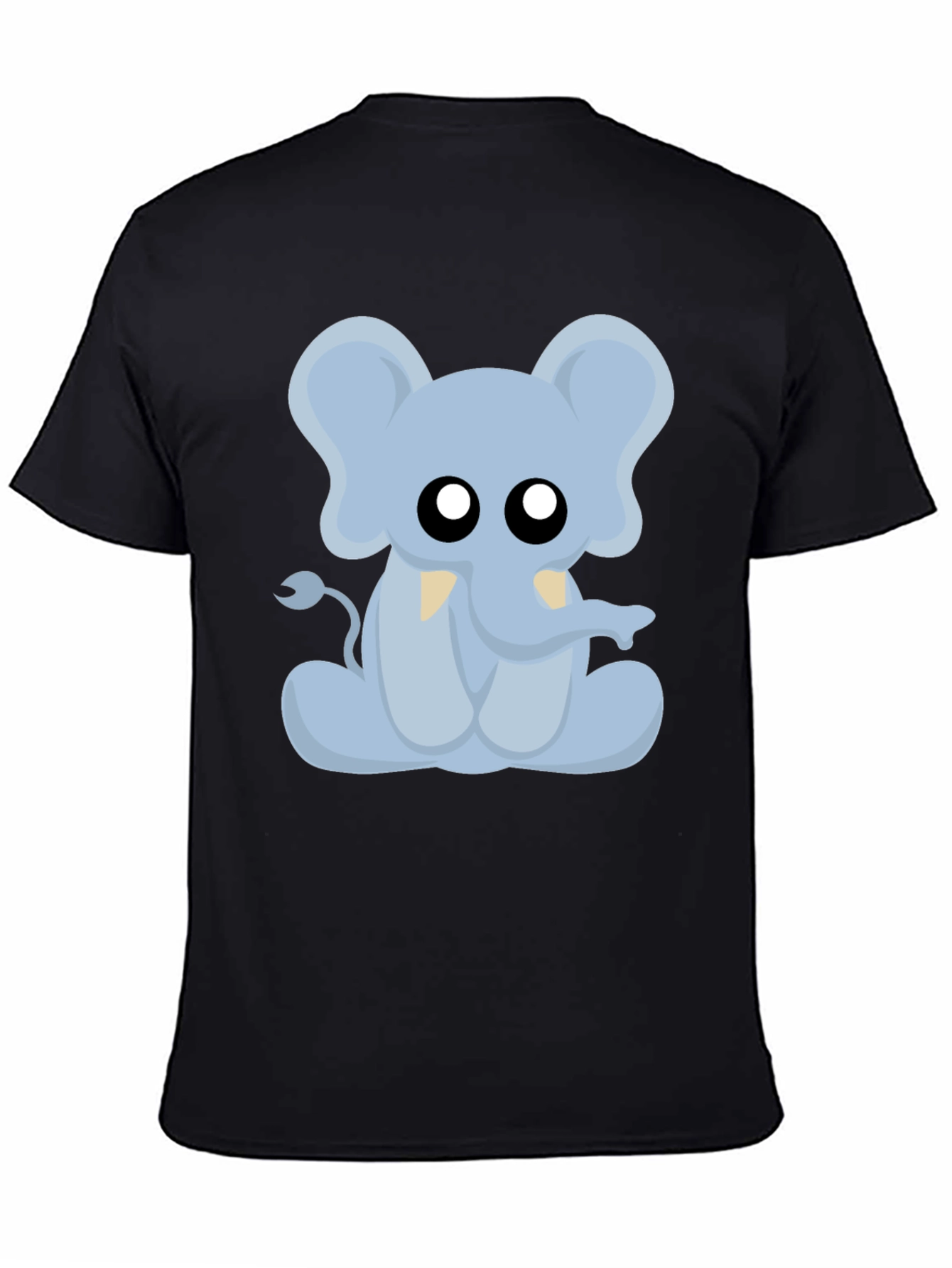 Black Cute Cartoon Elephant Graphic T-Shirt view 4