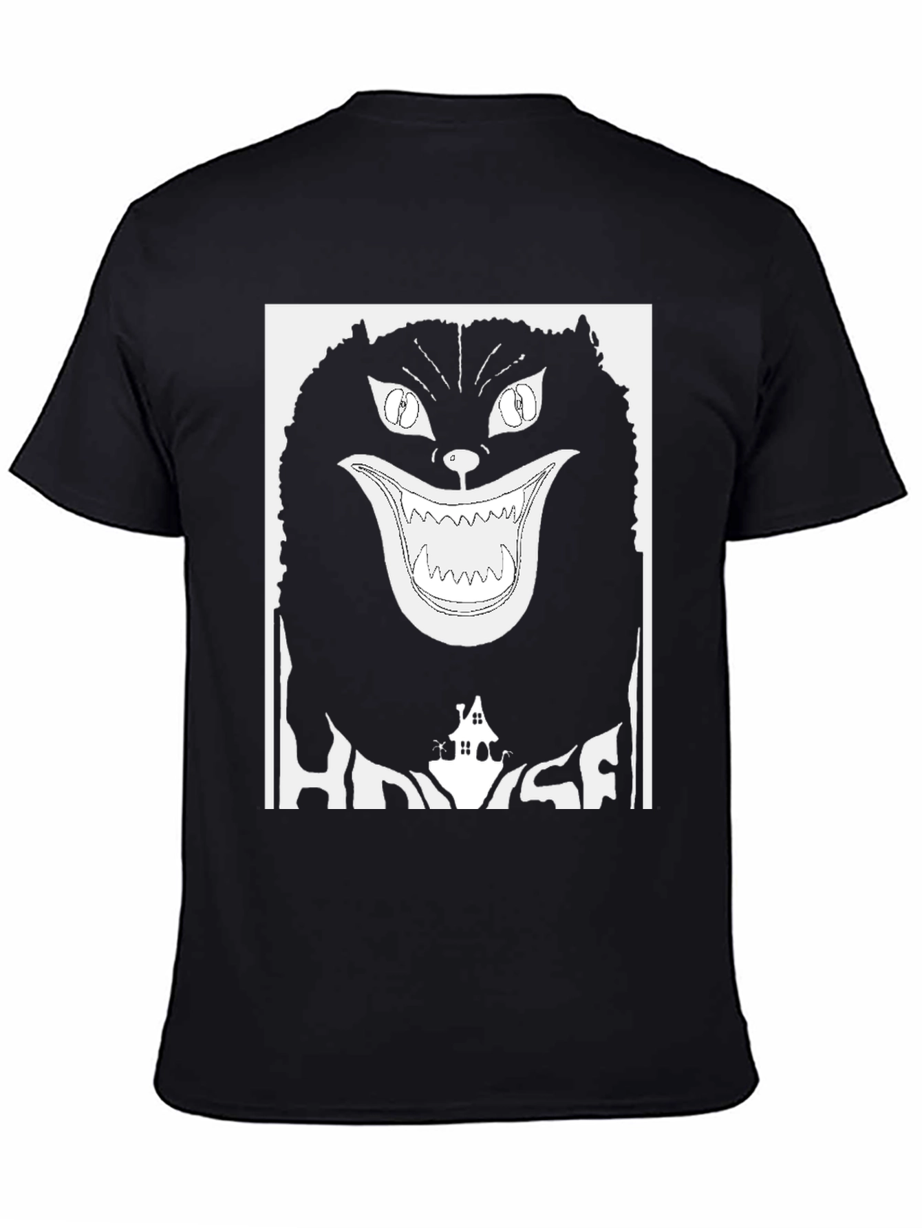 Black Creepy Cat Graphic Tee - Black Cotton view 4