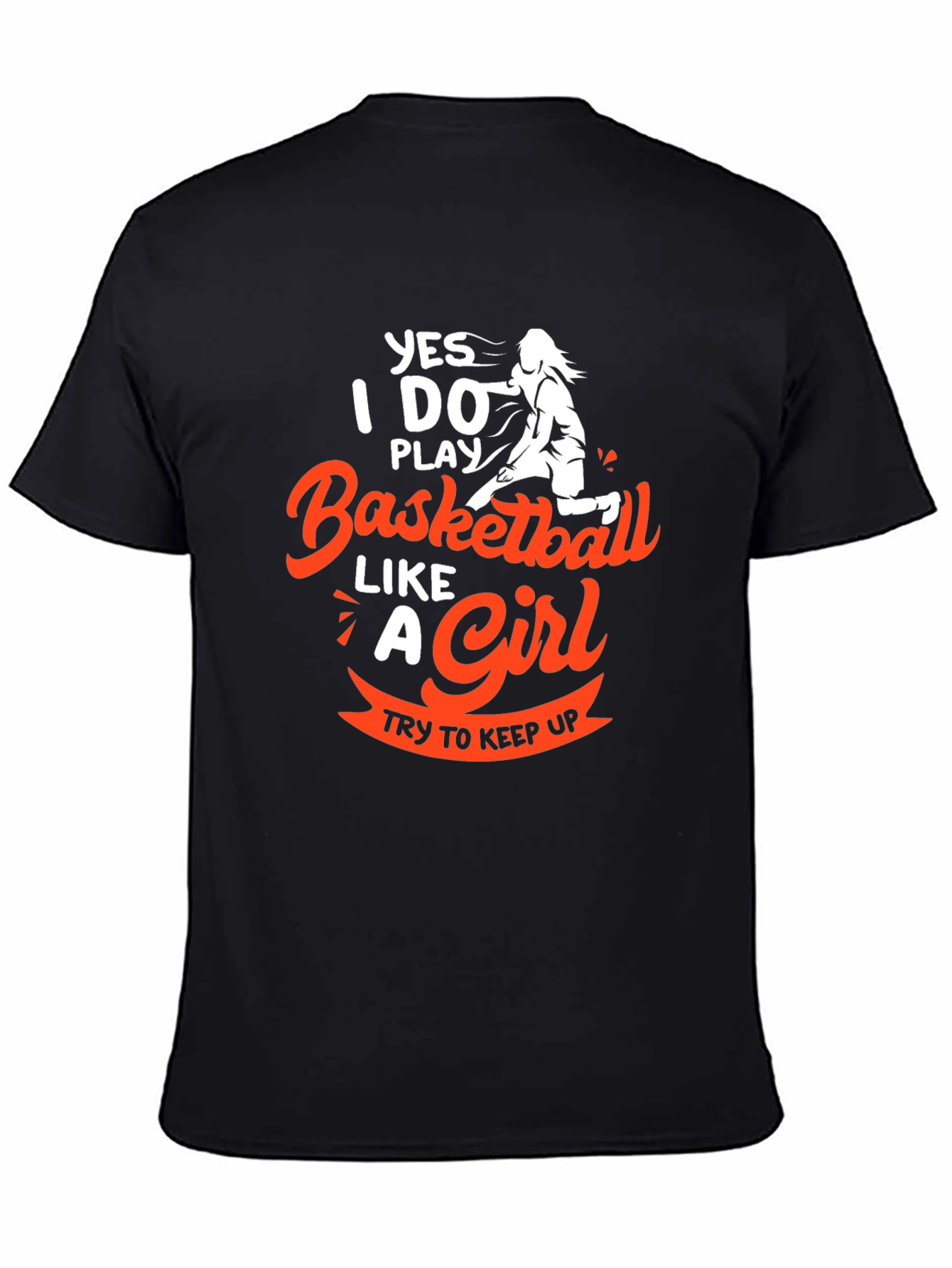 Black Basketball Like a Girl T-Shirt view 4