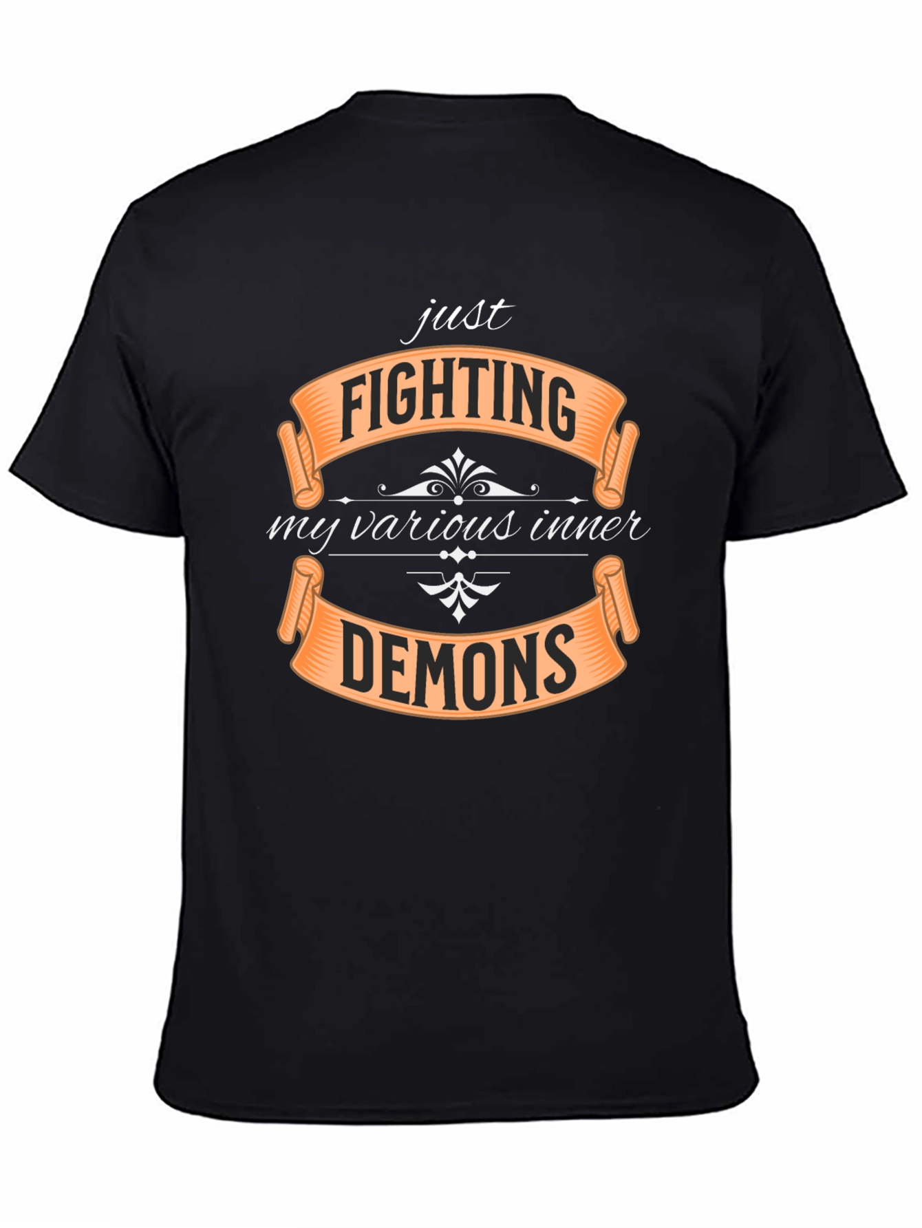 Black Fighting Inner Demons Graphic T-Shirt - Black Tee view 4