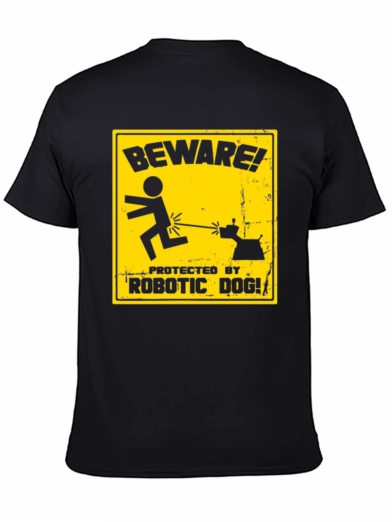 Black Beware Robotic Dog Graphic Tee view 4