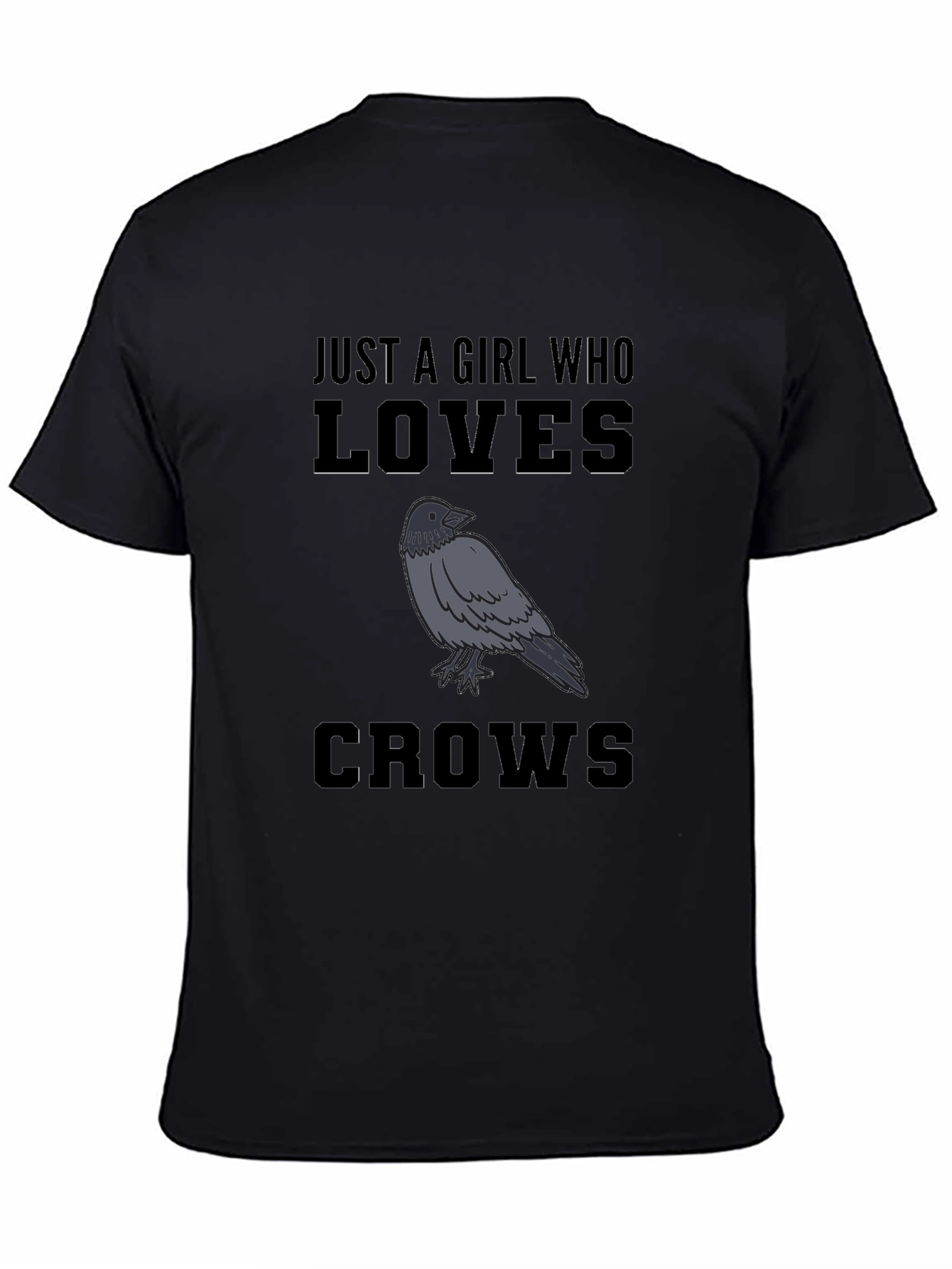 Black Girl Who Loves Crows Black T-Shirt view 4