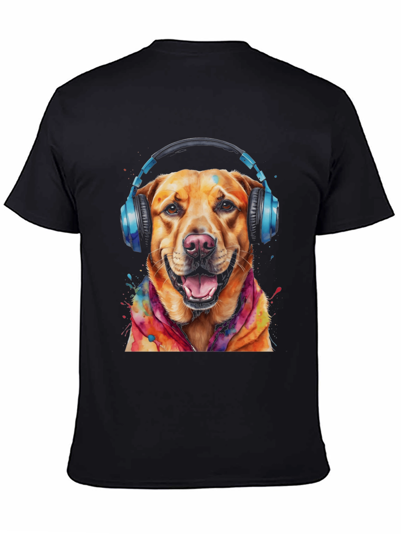 Black Dog with Headphones Graphic Tee view 4
