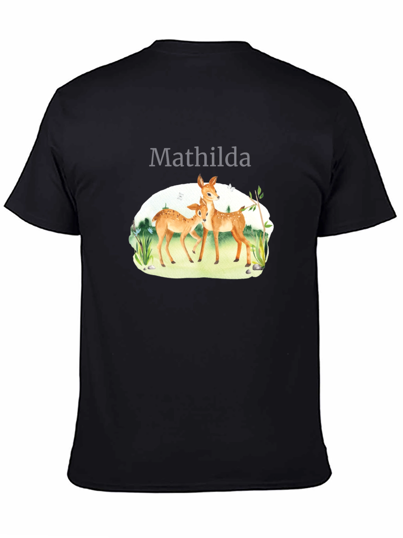Black Mathilda Deer Graphic Black T-Shirt view 4