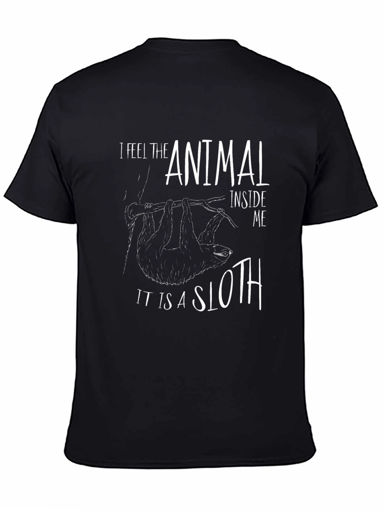 Black Sloth Graphic Tee - "I Feel The Animal Inside" view 4