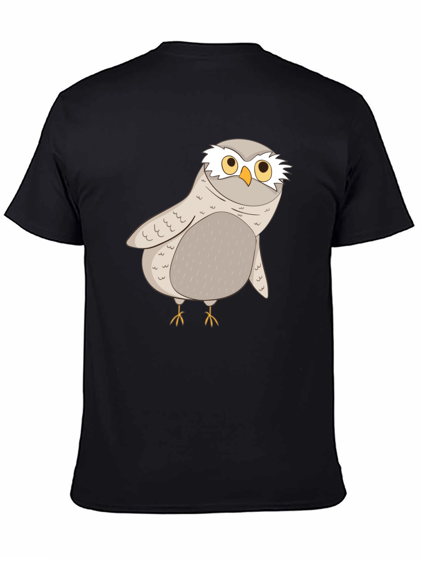 Black Cute Owl Graphic Tee - Black Cotton T-Shirt view 4