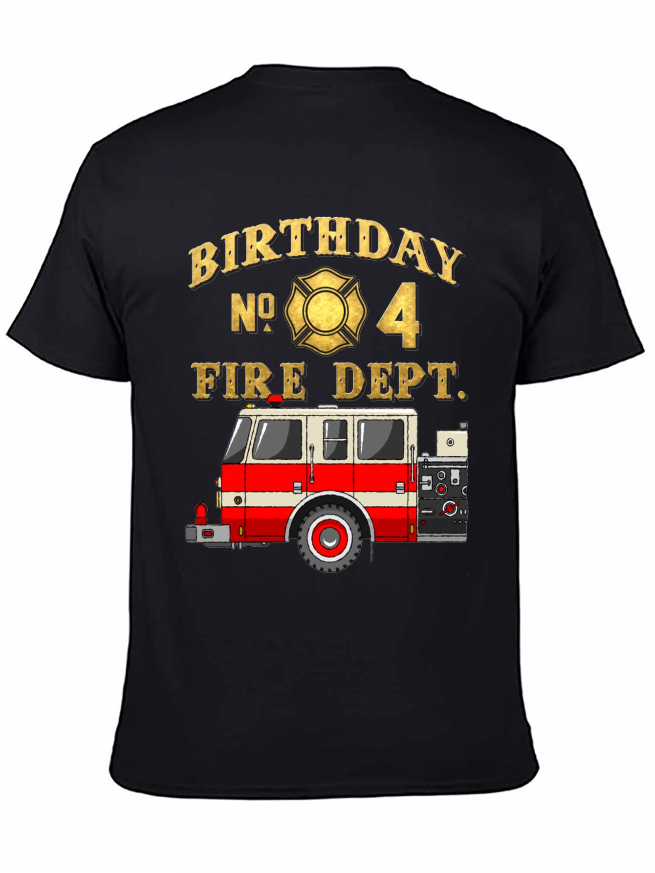 Black Fire Dept Birthday T-Shirt - Number 4 view 4