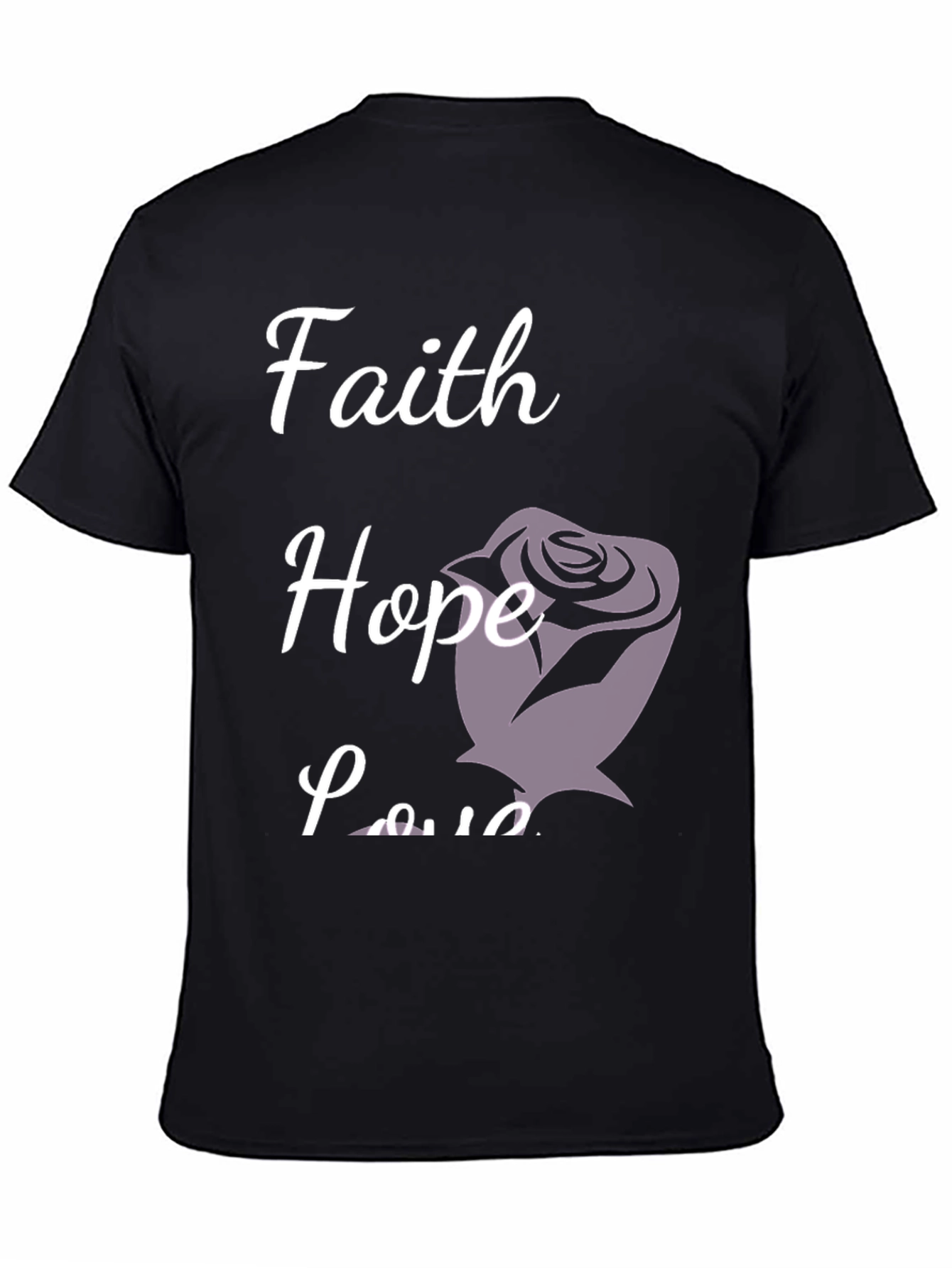 Black Faith Hope Love T-Shirt Rose Design view 4