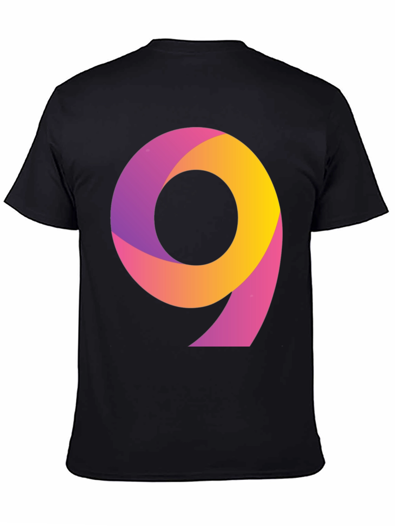 Black Gradient Number 9 Black T-Shirt view 4