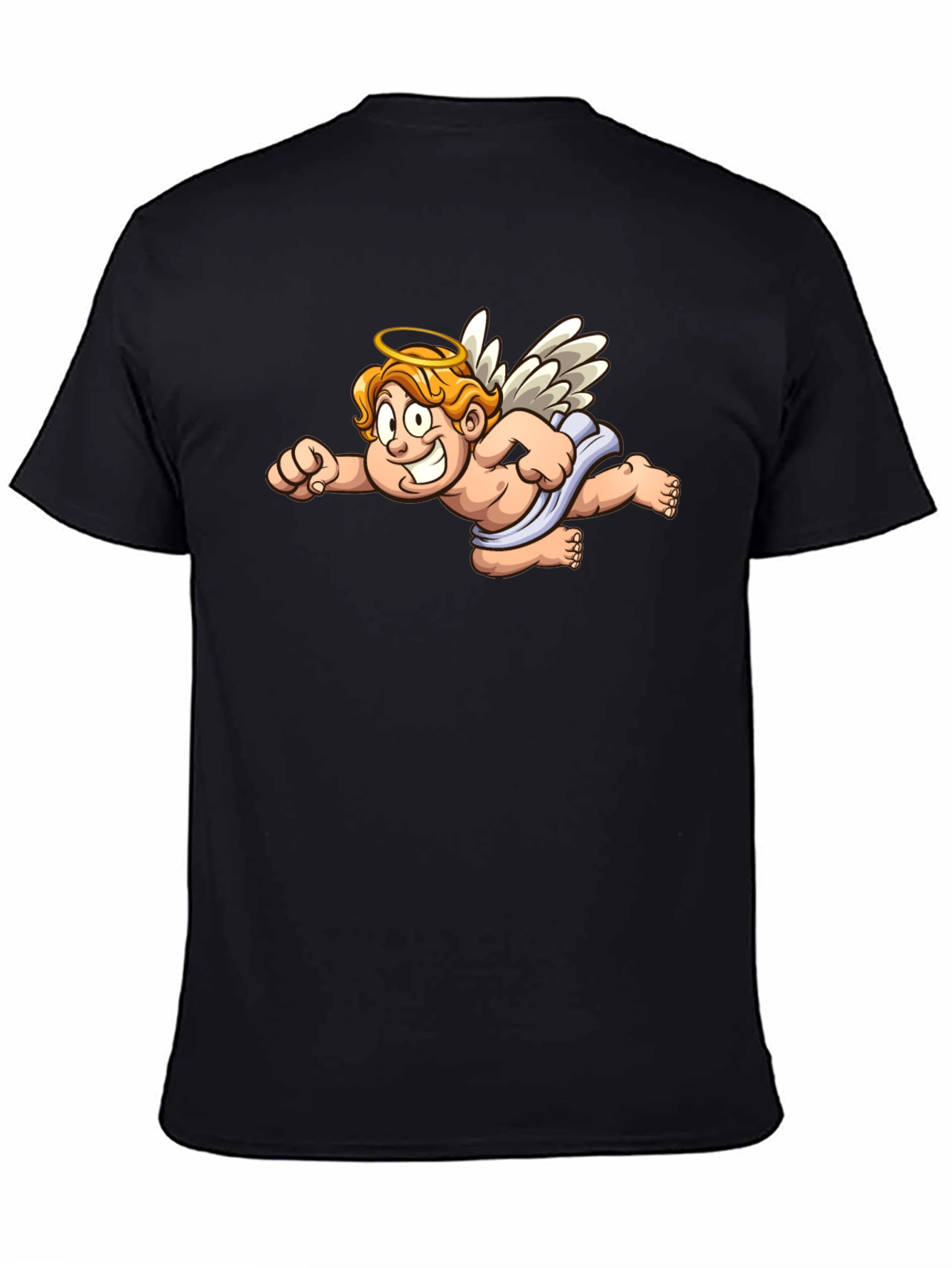 Black Angel Cartoon Graphic Black T-Shirt view 4