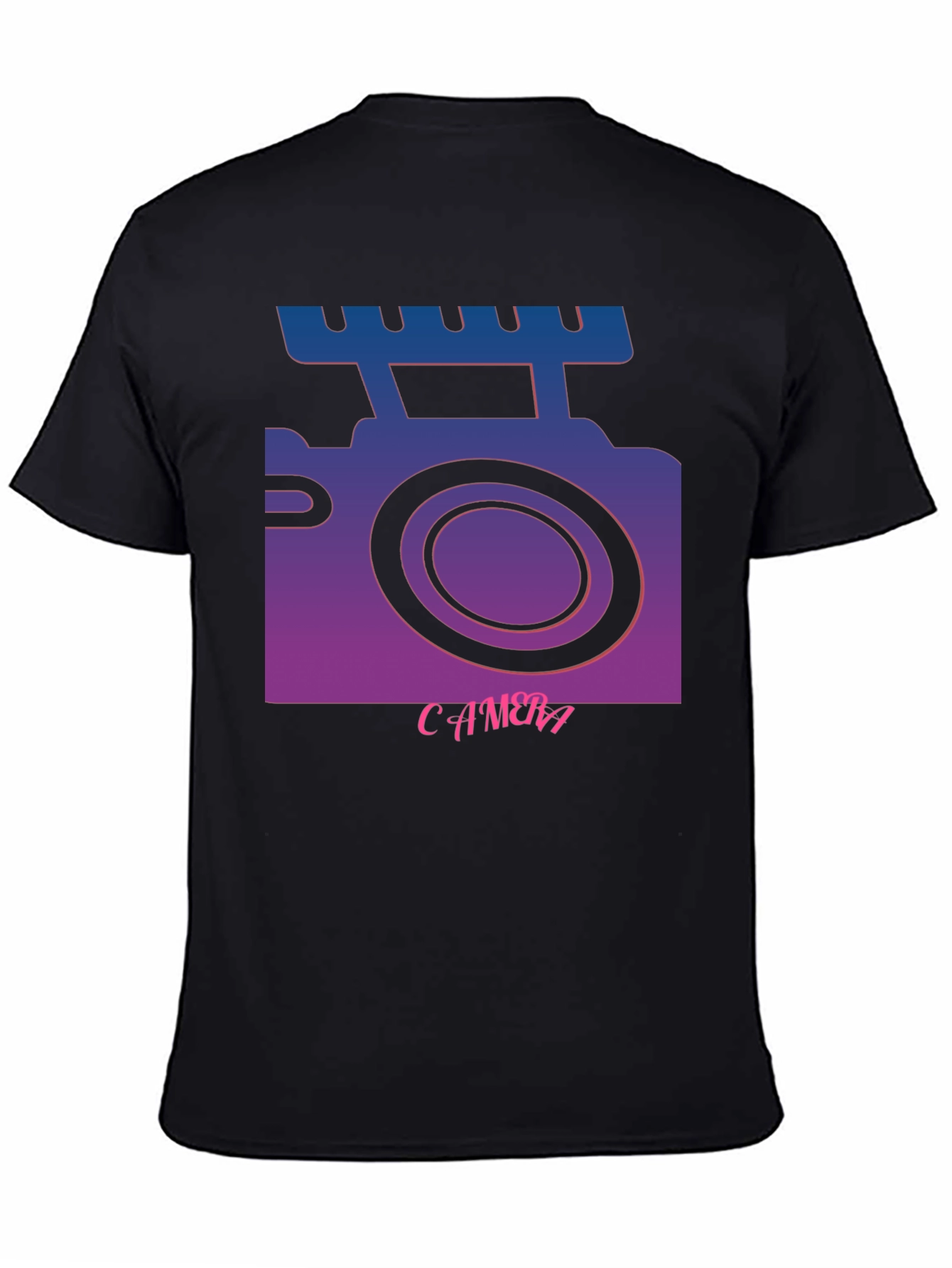 Black Retro Camera T-Shirt - Gradient Graphic Tee view 4