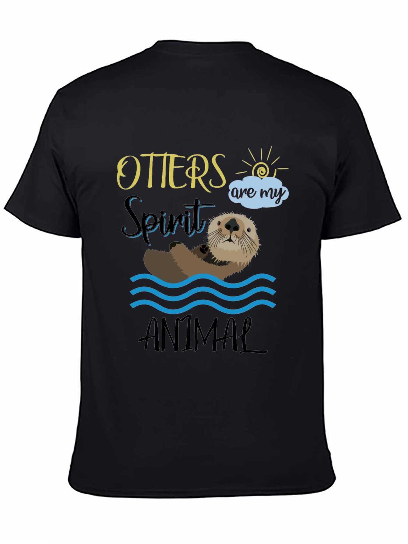 Black Otter Spirit Animal Graphic Tee - Unisex Black T-Shirt view 4