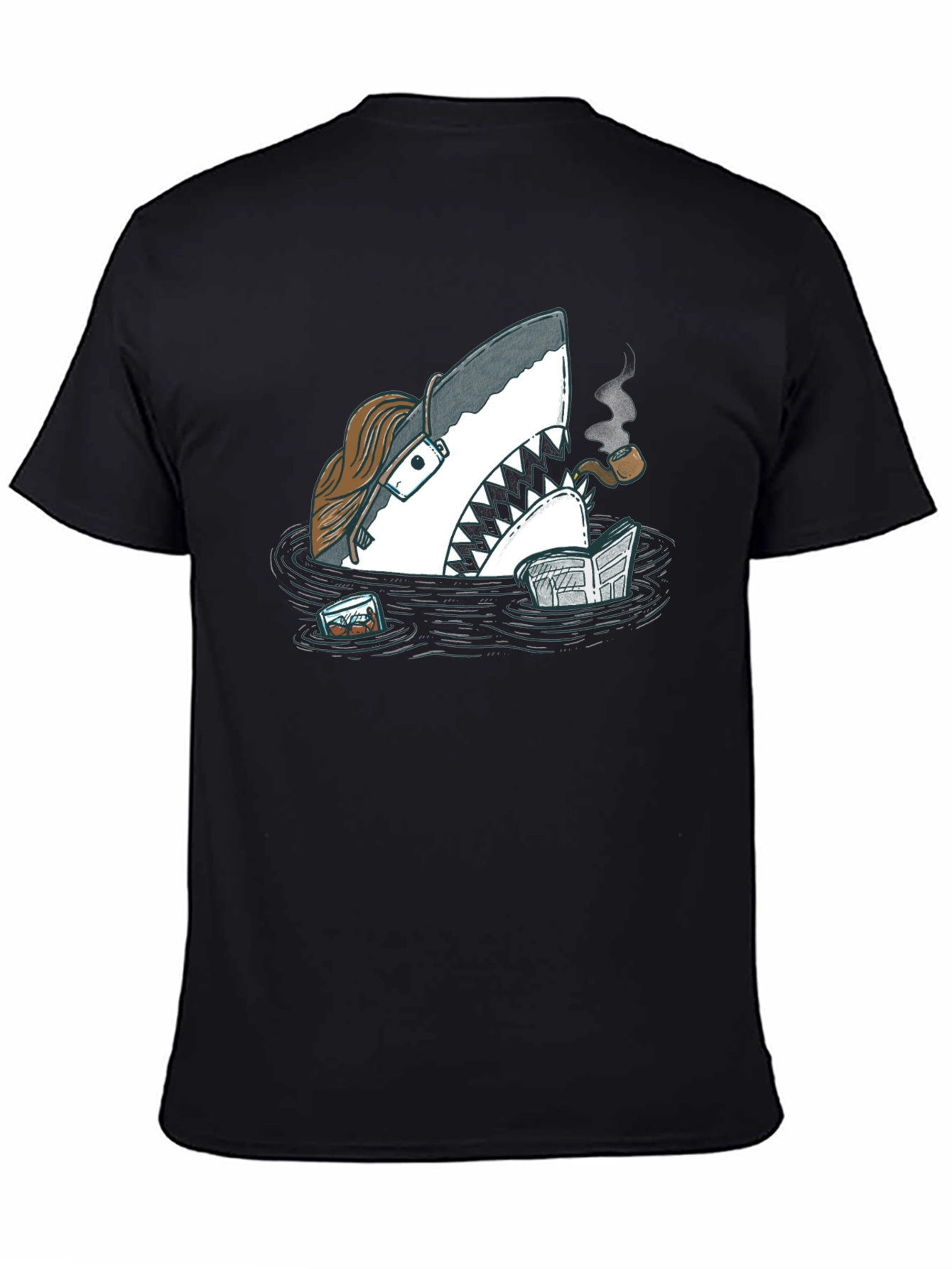 Black Intellectual Shark T-Shirt - Unique Graphic Tee view 4