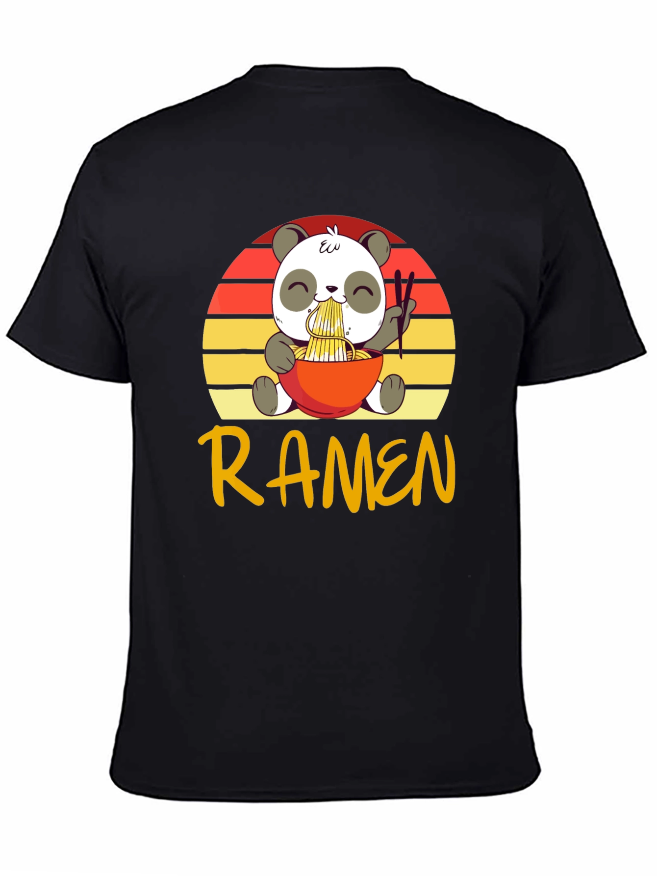 Black Cute Panda Ramen T-Shirt view 4