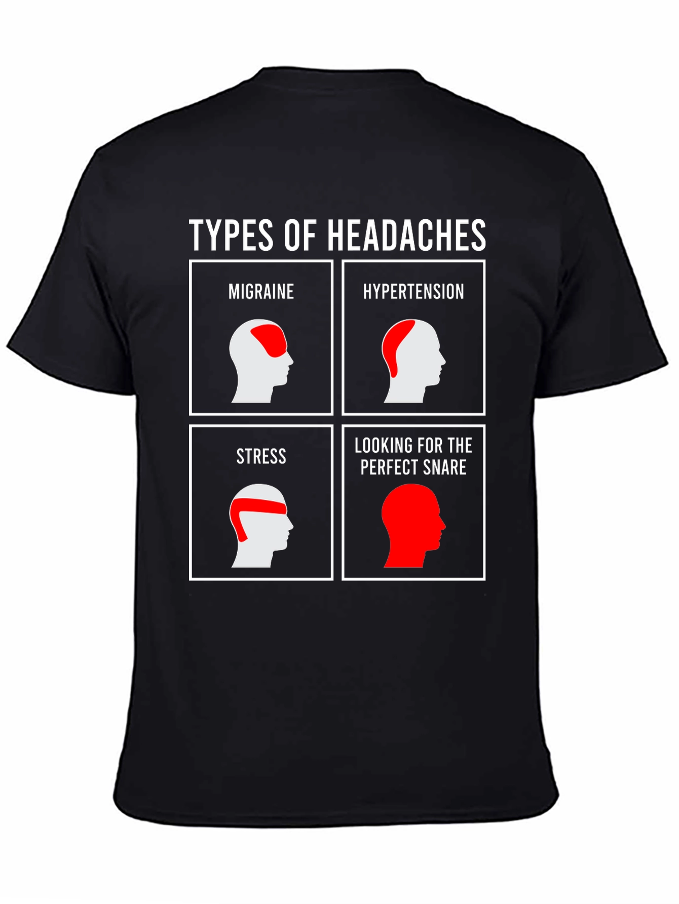Black Types of Headaches Funny T-Shirt view 4
