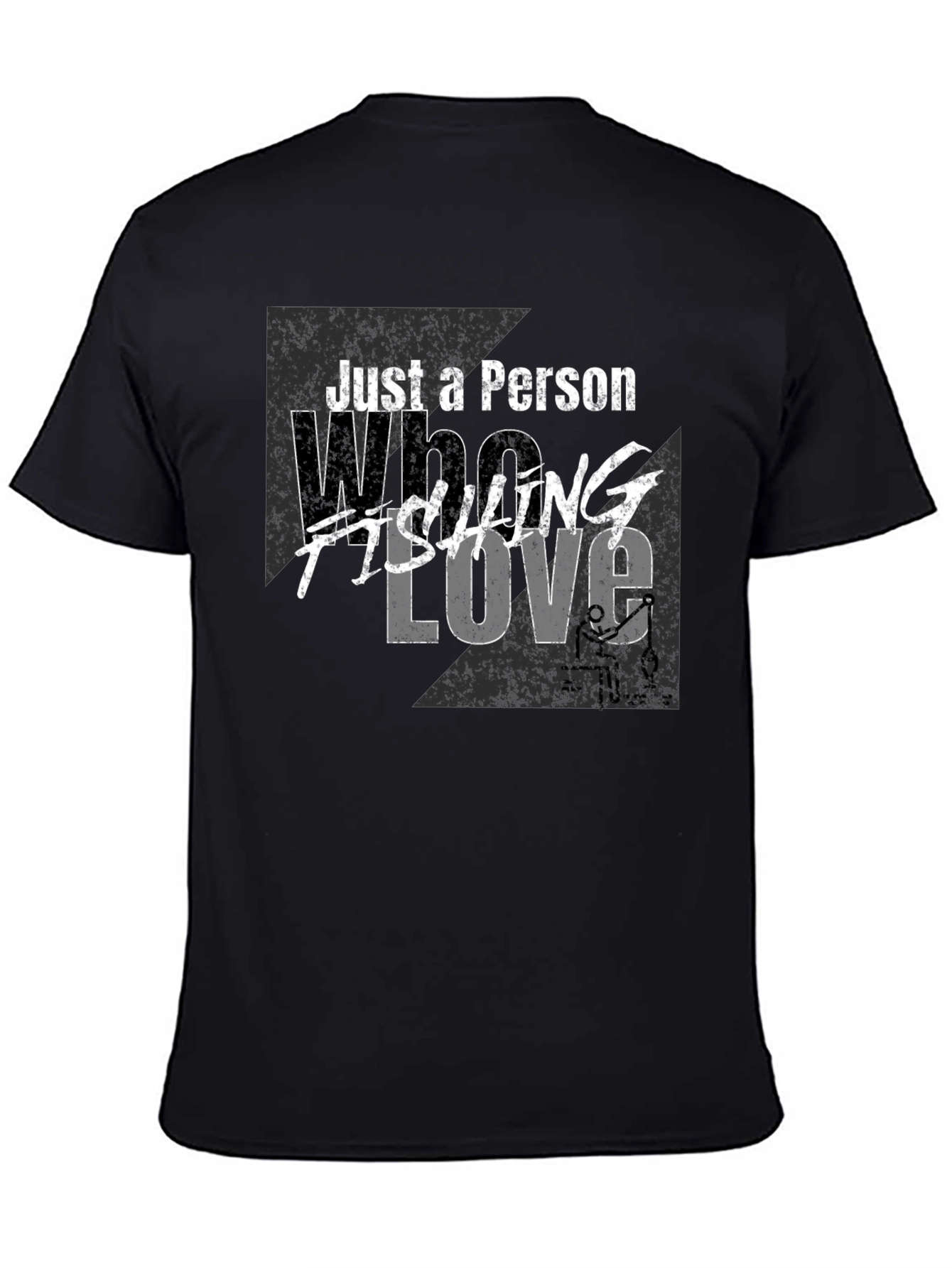 Black Just a Person Who Loves Fishing Black T-Shirt view 4