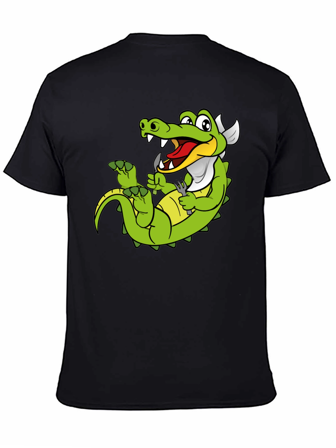 Black Funny Alligator Cartoon T-Shirt view 4
