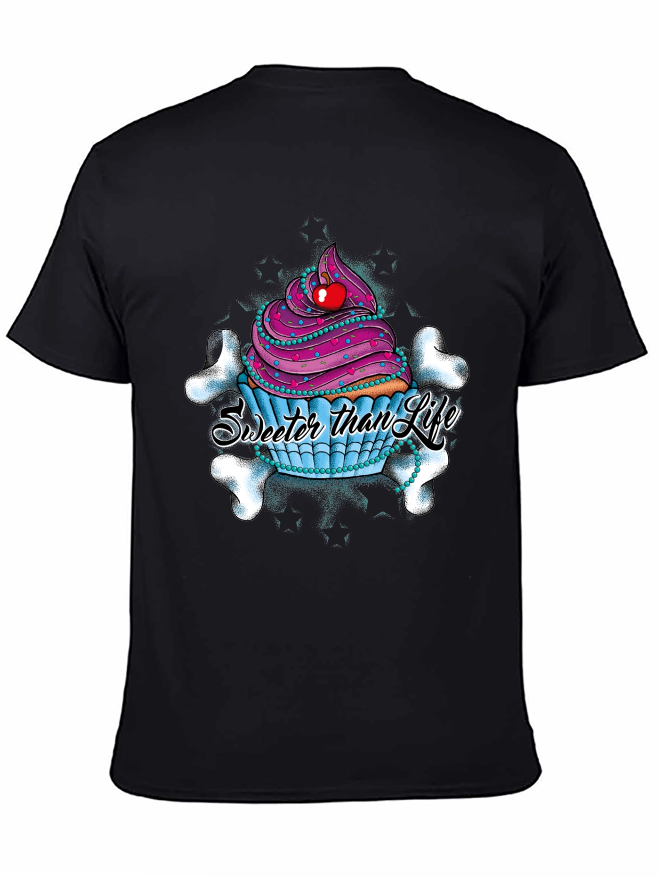 Black Cupcake Skull Graphic T-Shirt - Sweeter Than Life view 4