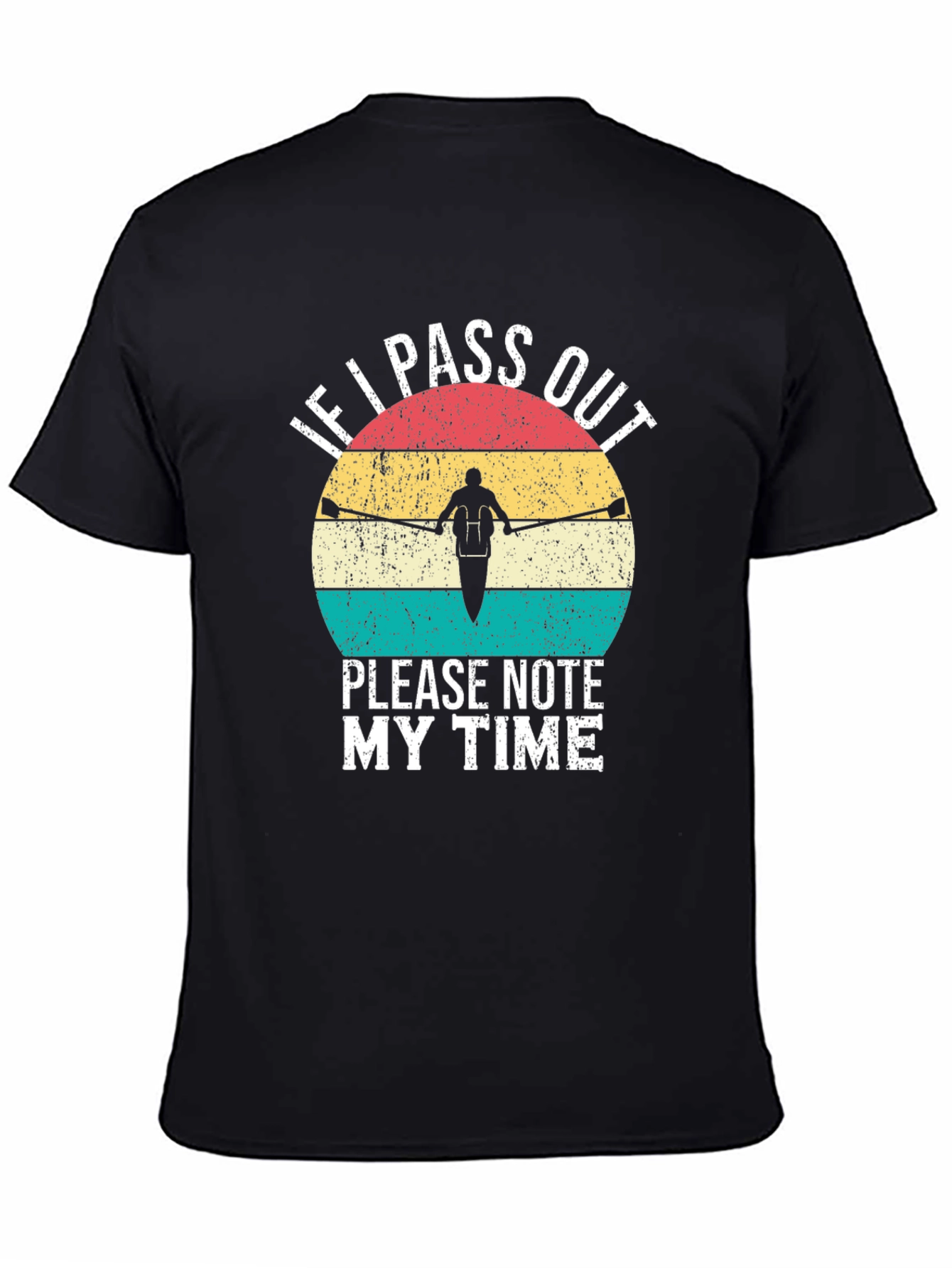 Black Rowing T-Shirt - Funny "Note My Time" Design view 4