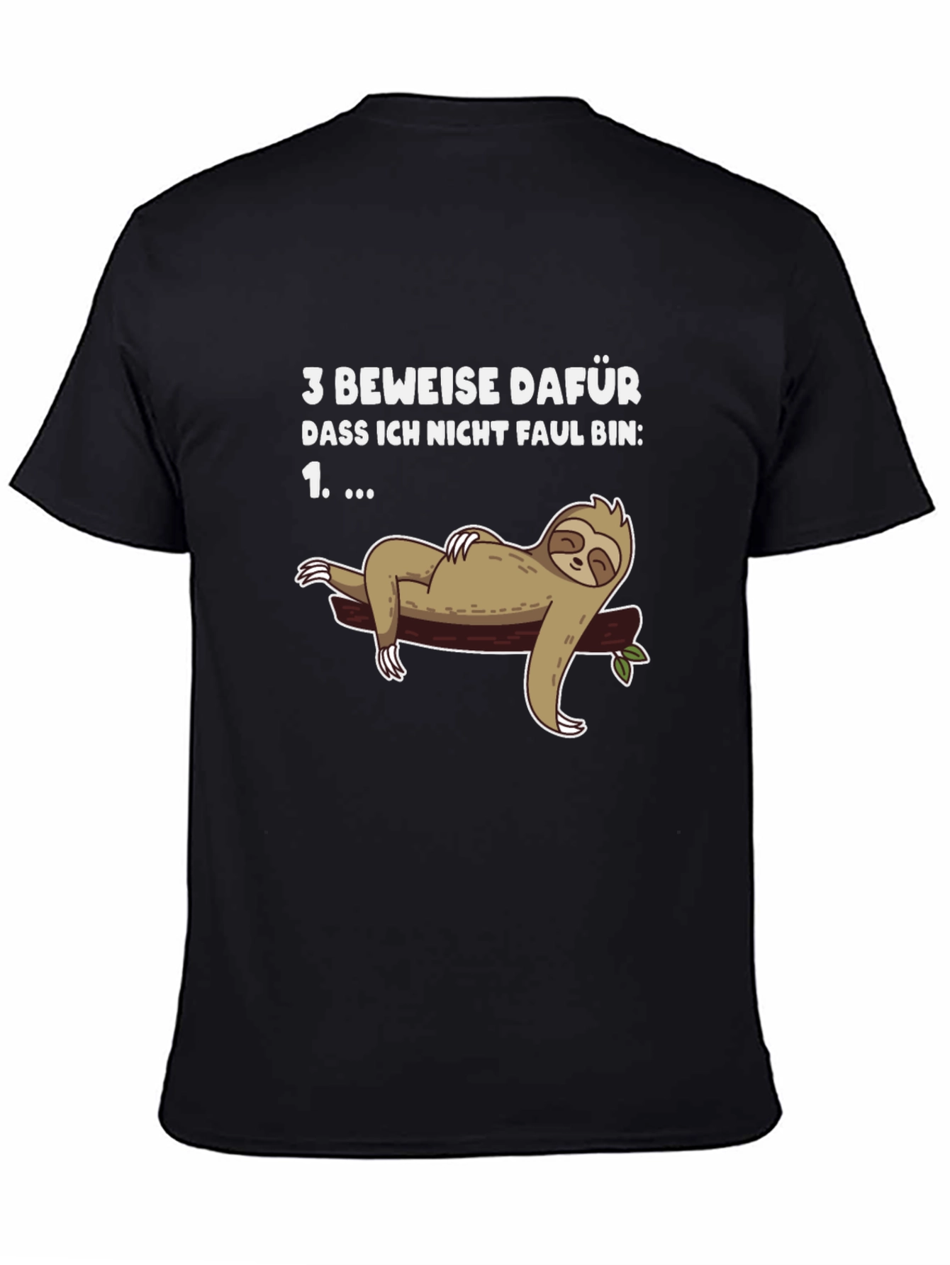 Black Funny Sloth Lazy Humor Graphic Tee - Black view 4