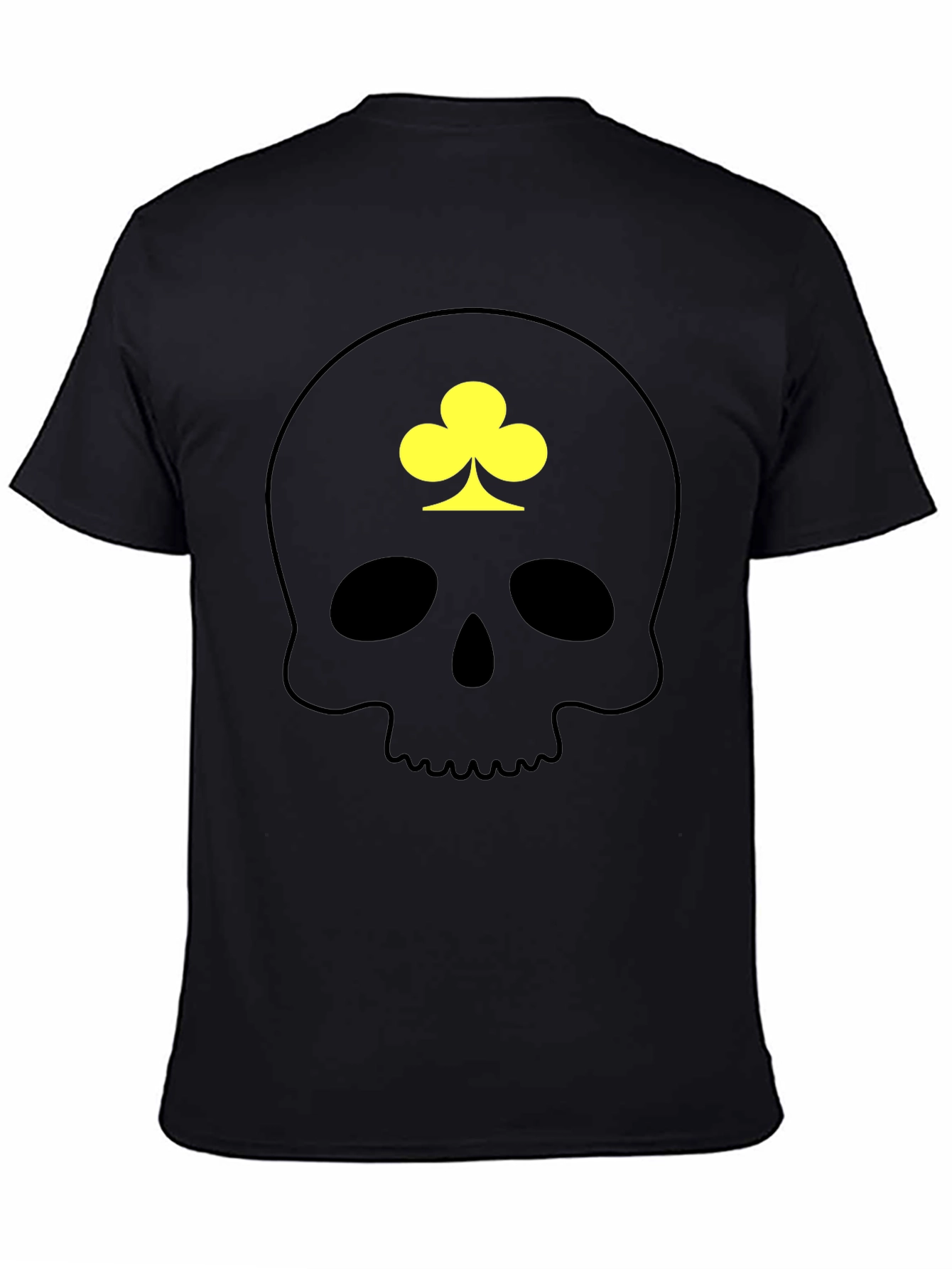 Black Skull & Clover Graphic T-Shirt - Casual Black Tee view 4