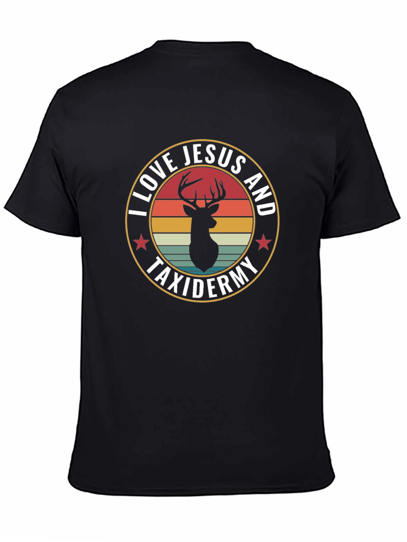 Black I Love Jesus and Taxidermy Deer Graphic T-Shirt view 4