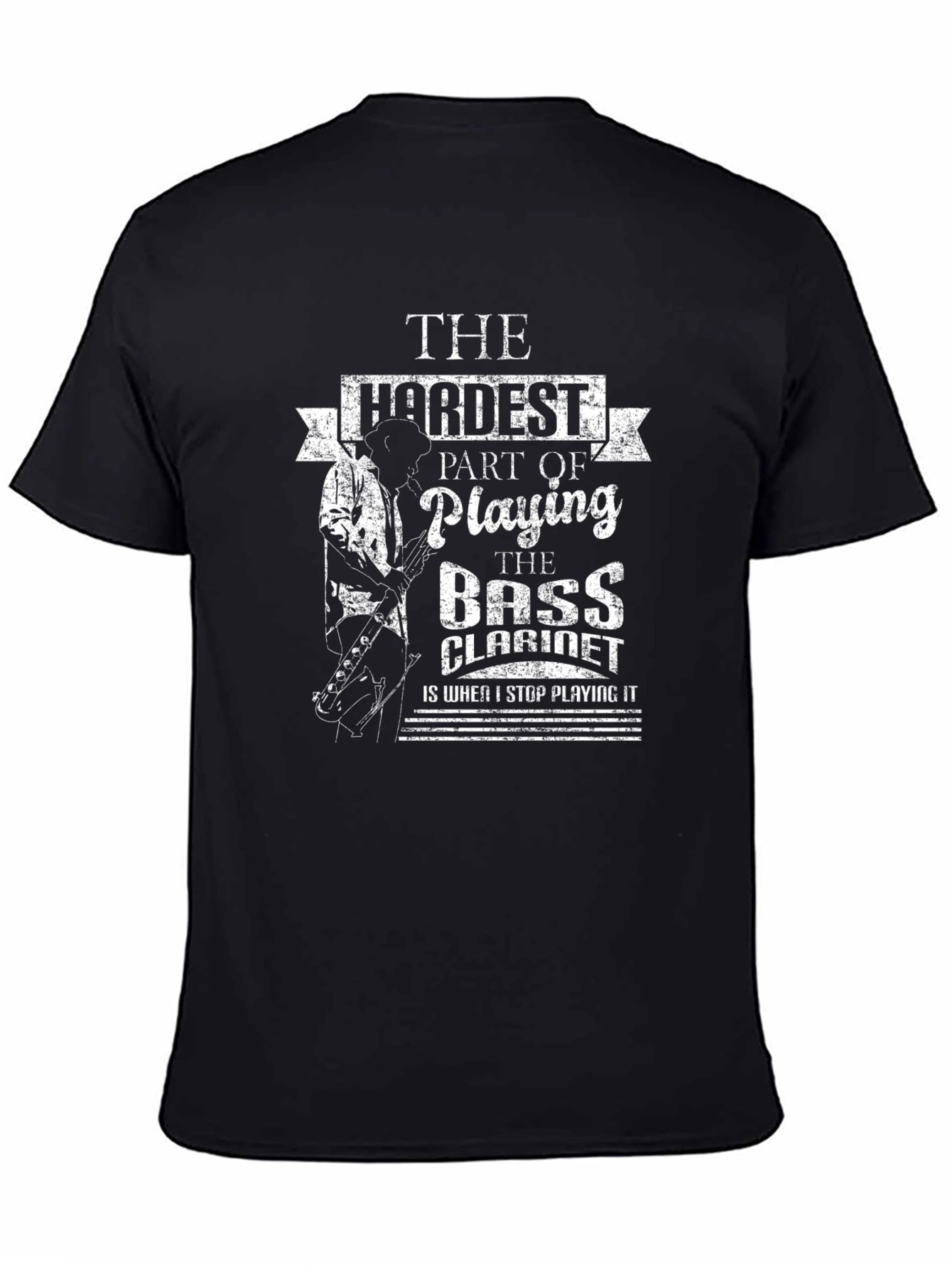 Black Bass Clarinet T-Shirt - Musician Humor view 4