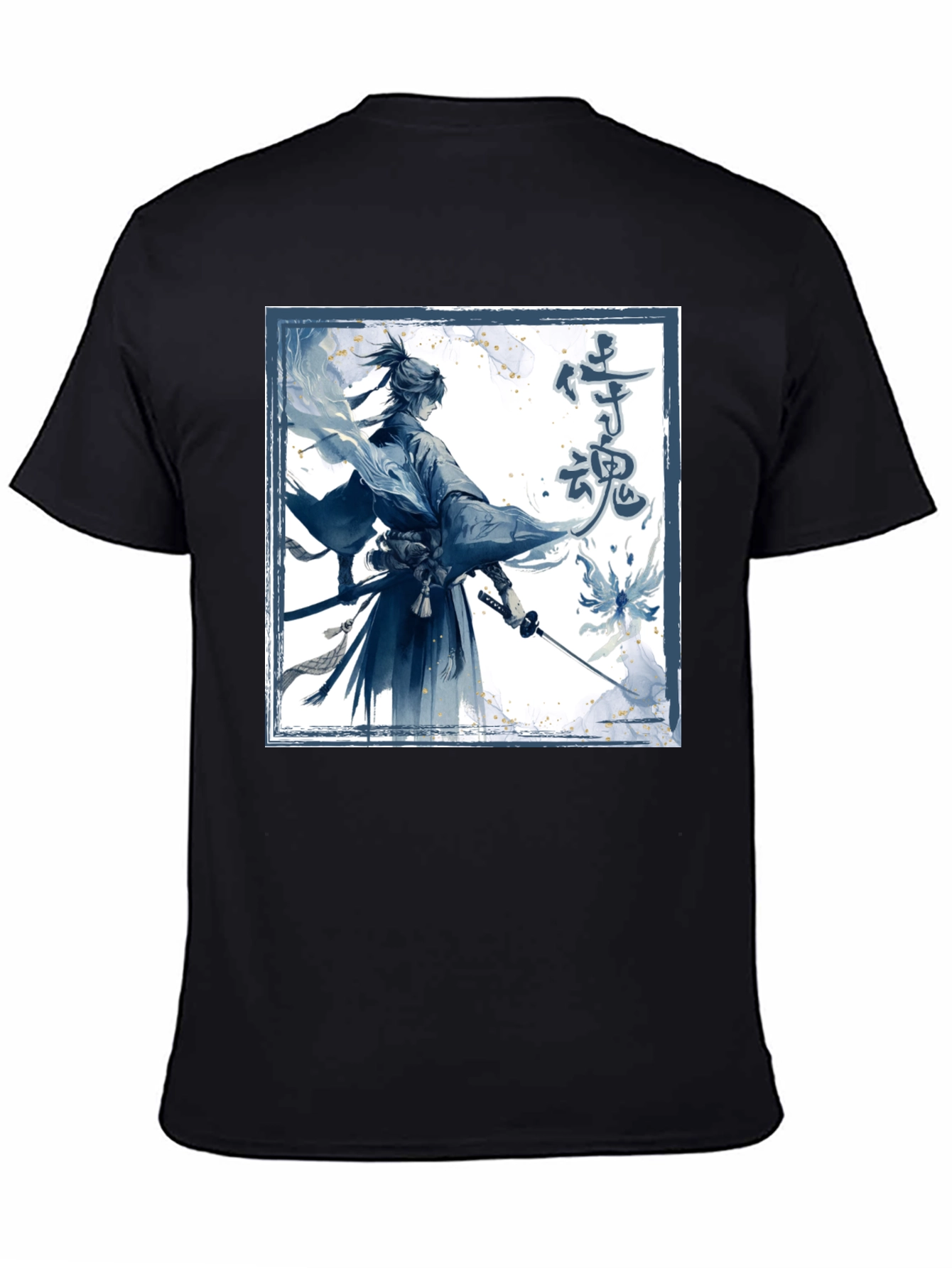 Black Samurai Spirit Graphic Tee - Men's Black T-Shirt view 4